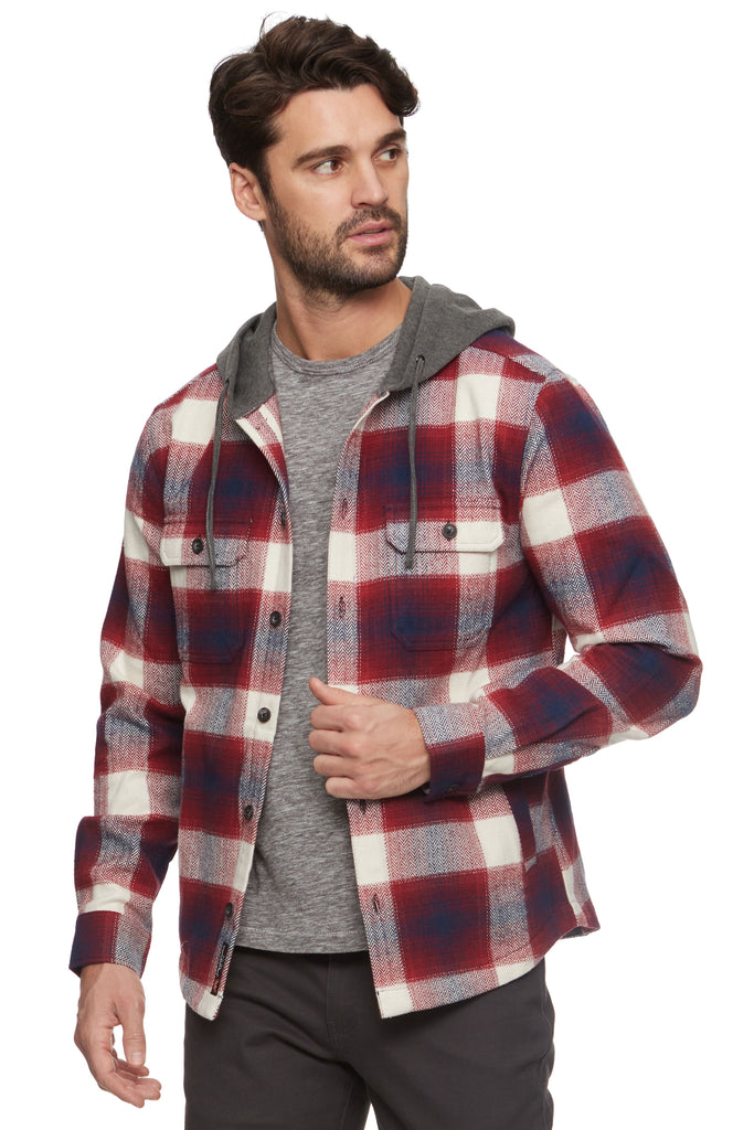 Eastchester Hooded Herringbone Shirt Jacket-Men's Outerwear-Vixen Collection, Day Spa and Women's Boutique Located in Seattle, Washington
