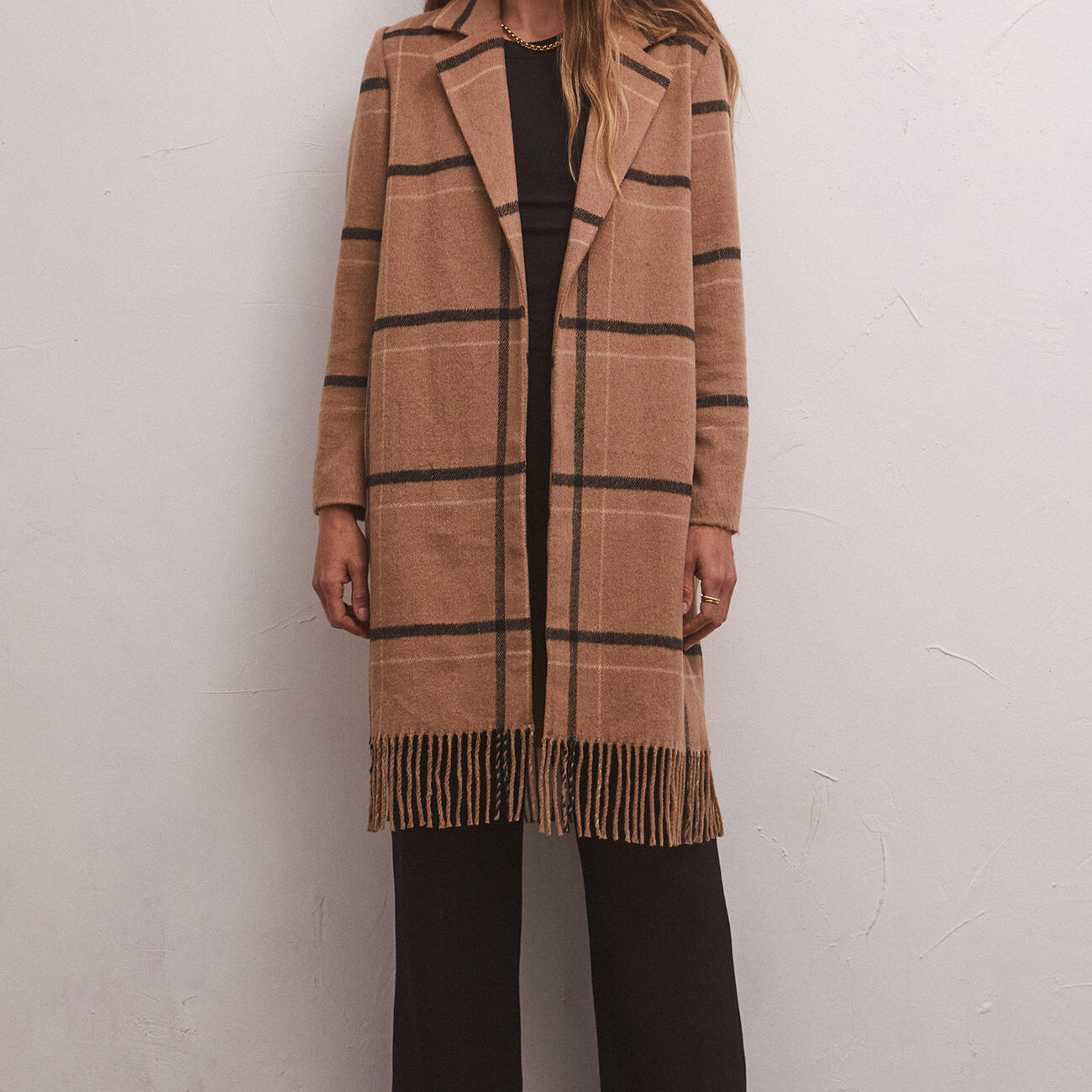 Ynez Fringed Plaid Coat, Campfire-Coats-Vixen Collection, Day Spa and Women's Boutique Located in Seattle, Washington
