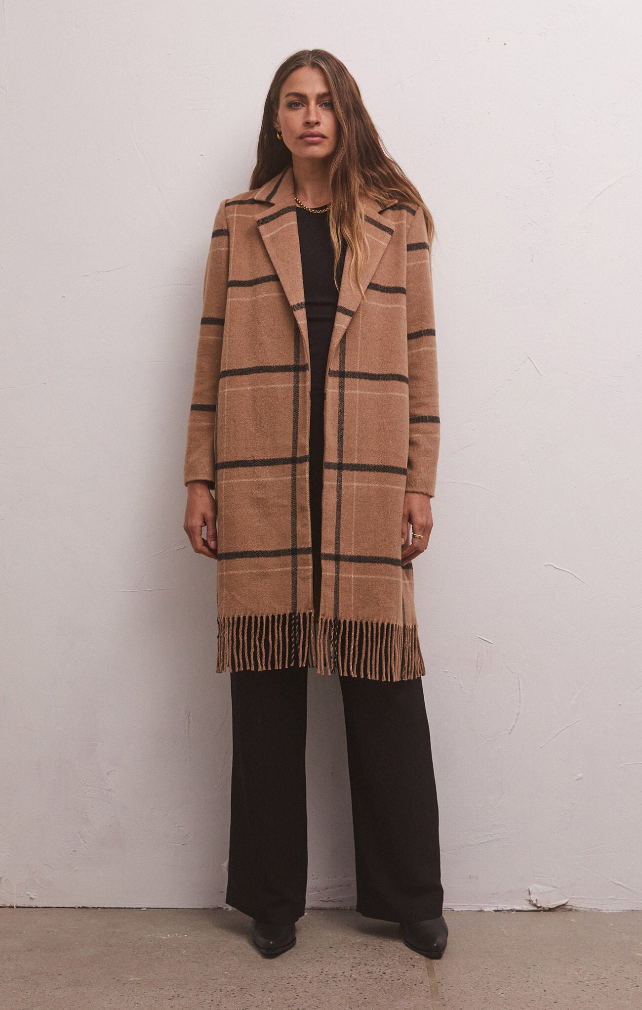 Ynez Fringed Plaid Coat, Campfire-Coats-Vixen Collection, Day Spa and Women's Boutique Located in Seattle, Washington
