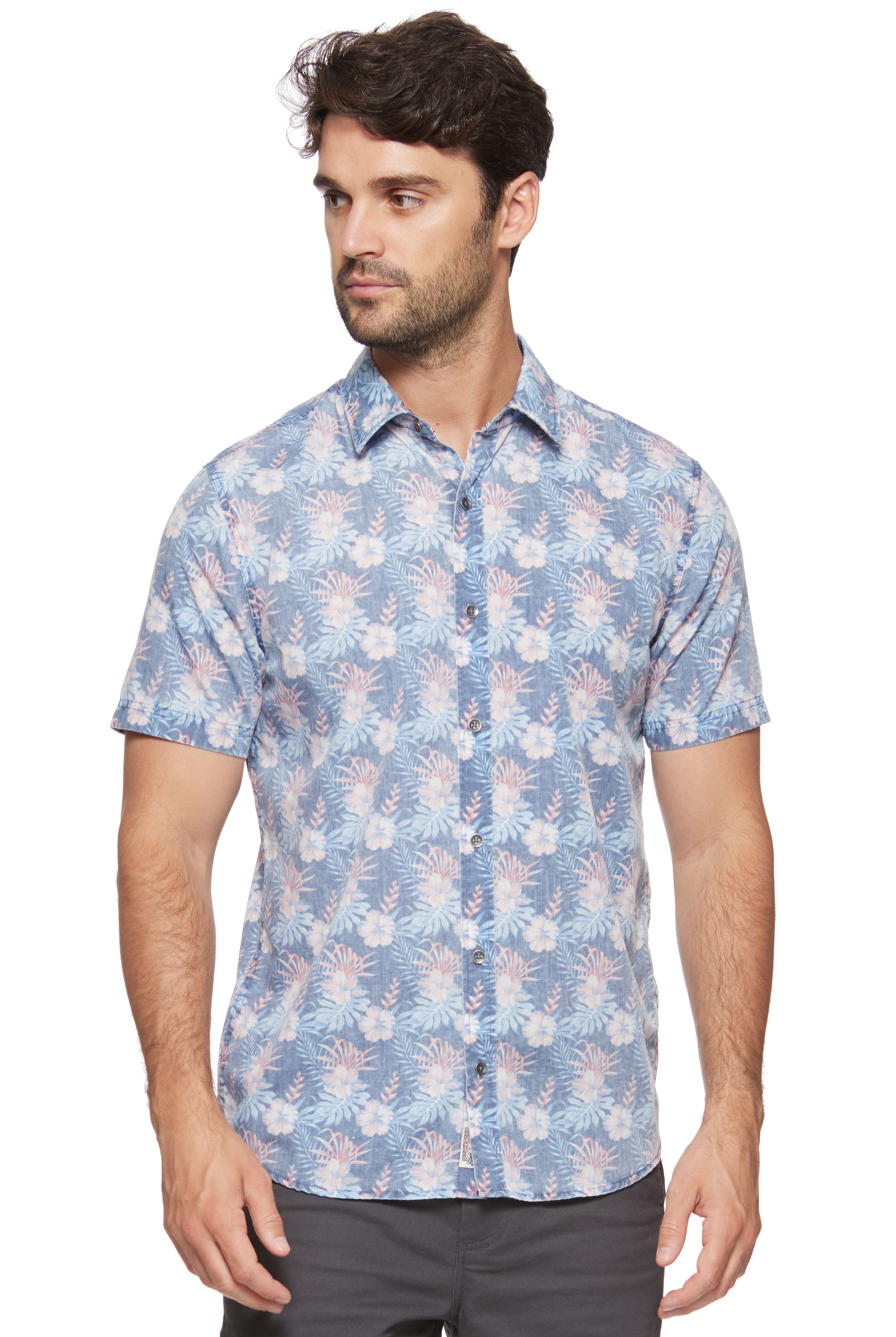Puckett Vintage Soft Hibiscus Print Shirt-Men's Tops-Vixen Collection, Day Spa and Women's Boutique Located in Seattle, Washington