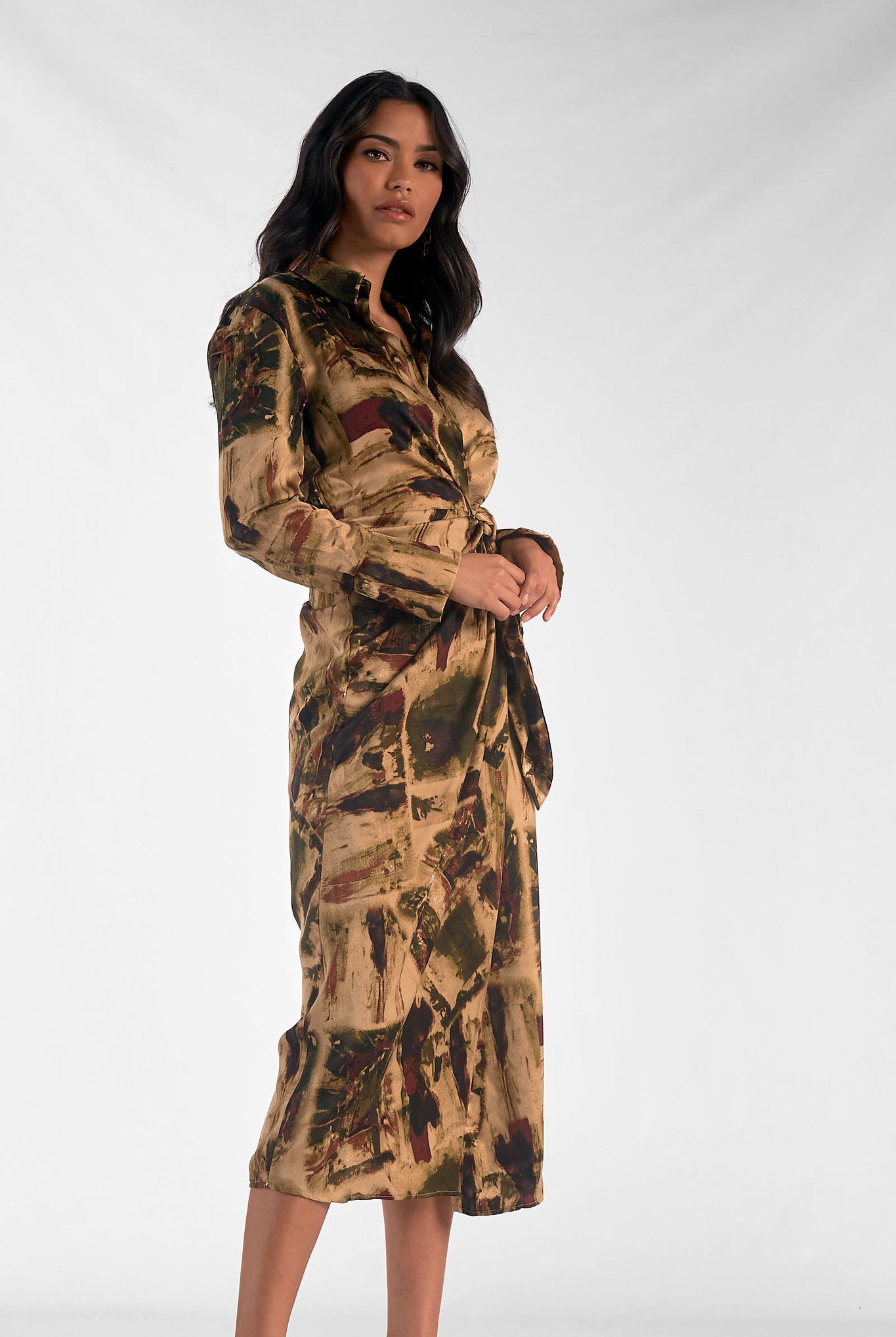 Earth Marble Midi Dress-Dresses-Vixen Collection, Day Spa and Women's Boutique Located in Seattle, Washington