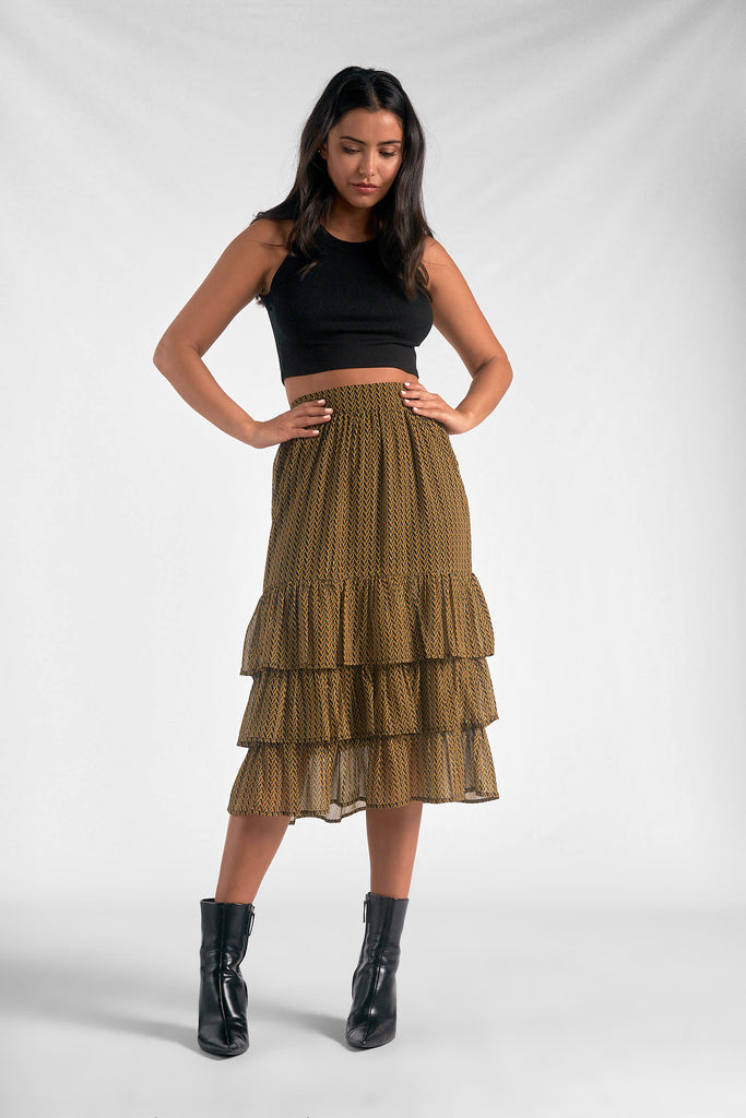 ZigZag Ruffle Skirt-Skirts-Vixen Collection, Day Spa and Women's Boutique Located in Seattle, Washington