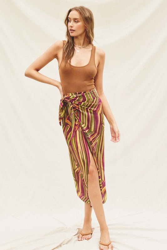 Jewel Stripes Sarong Skirt-Skirts-Vixen Collection, Day Spa and Women's Boutique Located in Seattle, Washington