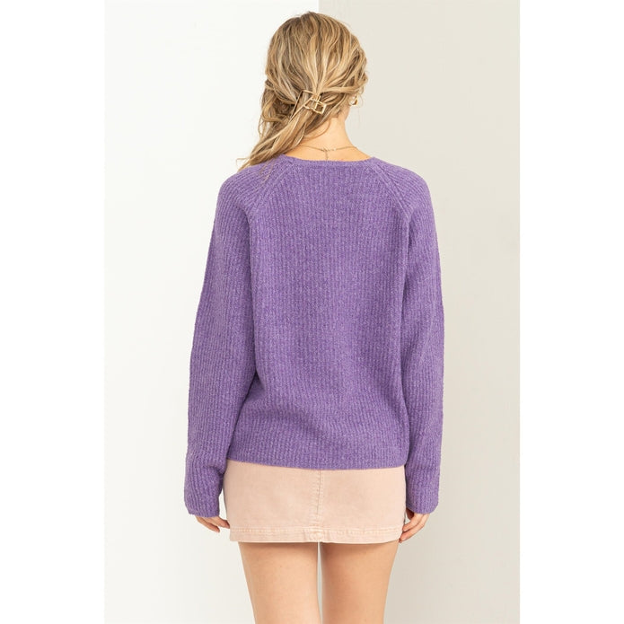 Chunky Knit Sweater, Wisteria-Sweaters-Vixen Collection, Day Spa and Women's Boutique Located in Seattle, Washington