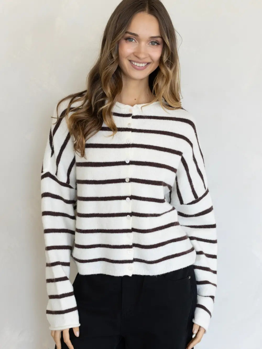 Pretty Piper Striped Cardigan-Sweaters-Vixen Collection, Day Spa and Women's Boutique Located in Seattle, Washington