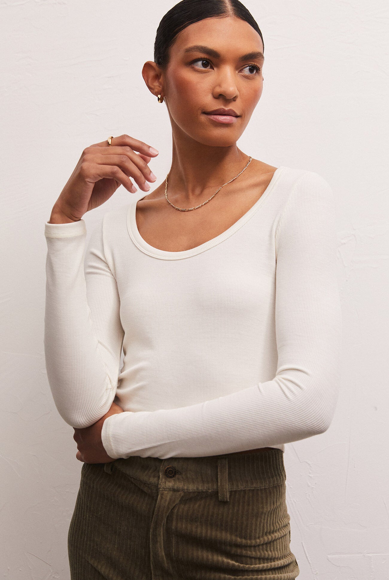 Shania Rib Top-Long Sleeves-Vixen Collection, Day Spa and Women's Boutique Located in Seattle, Washington