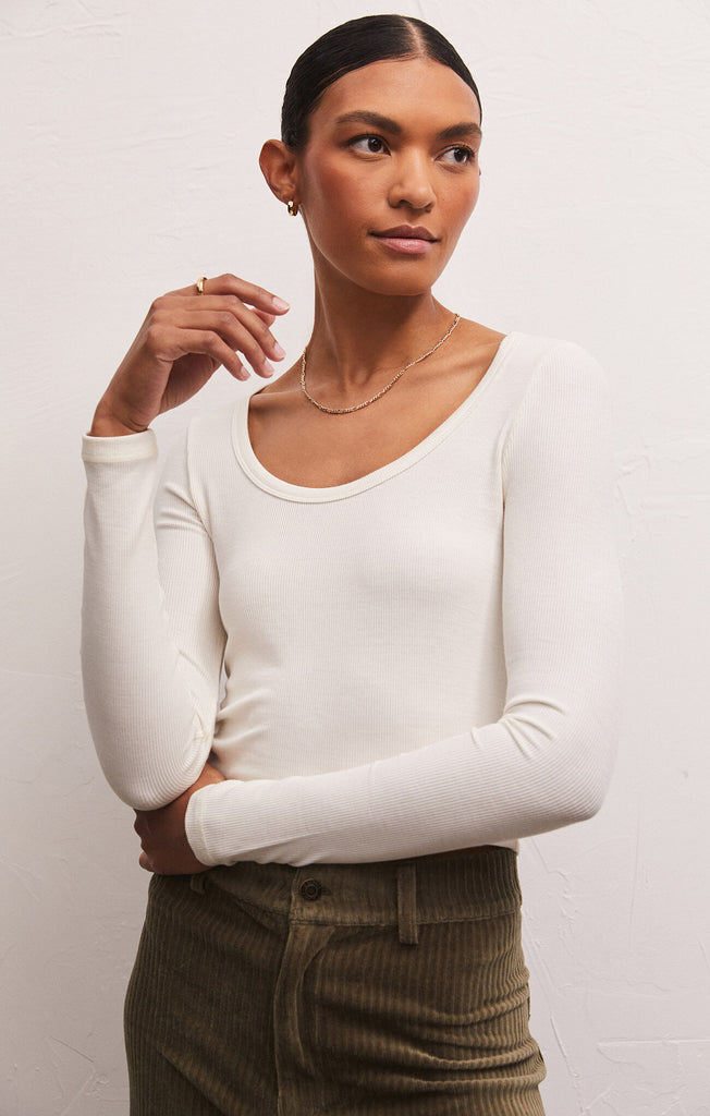 Shania Rib Top-Long Sleeves-Vixen Collection, Day Spa and Women's Boutique Located in Seattle, Washington
