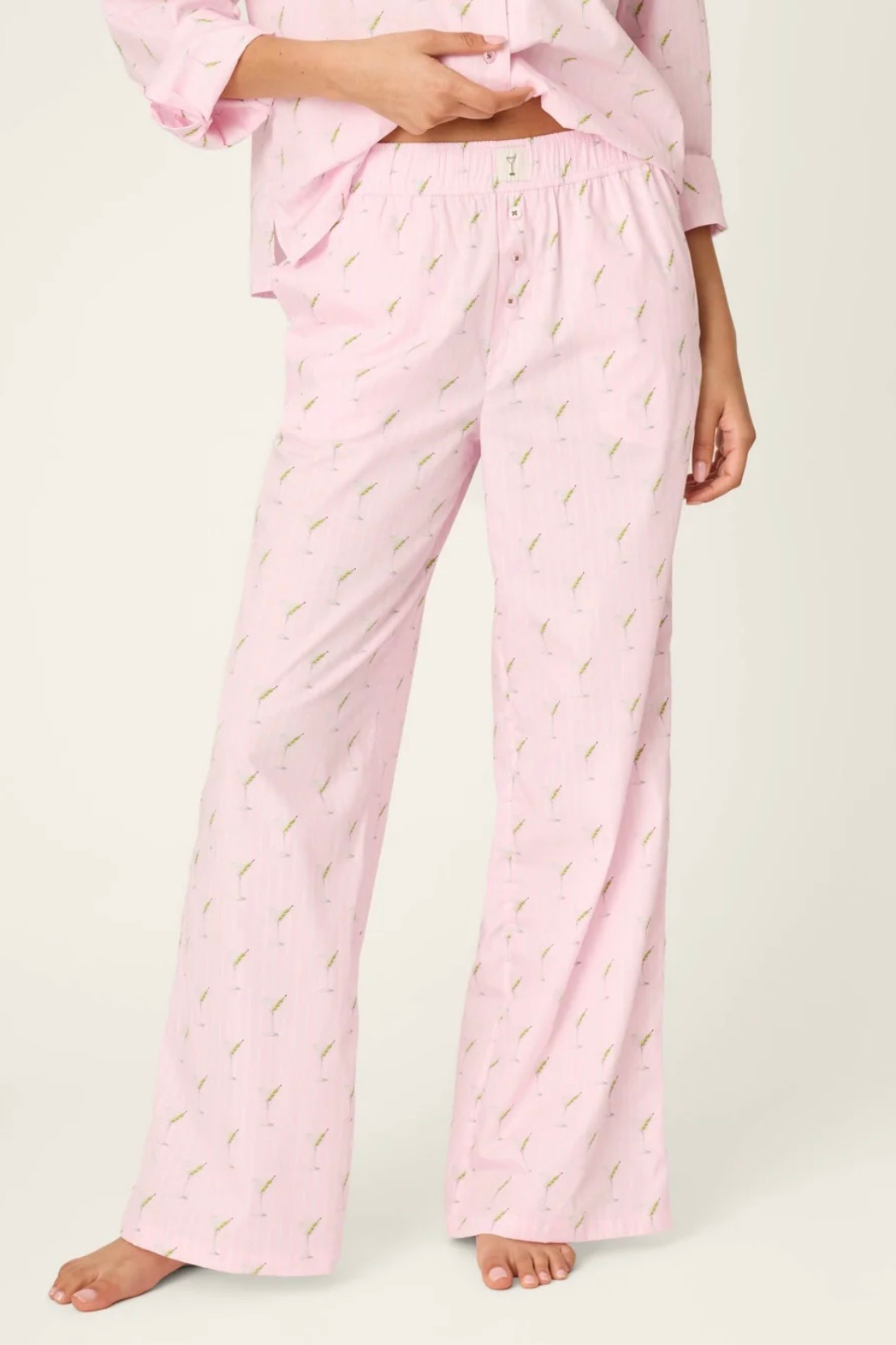 Afterparty Poplin Stripe & Martini Print Pajama Pants by PJ Salvage-Loungewear Bottoms-Vixen Collection, Day Spa and Women's Boutique Located in Seattle, Washington