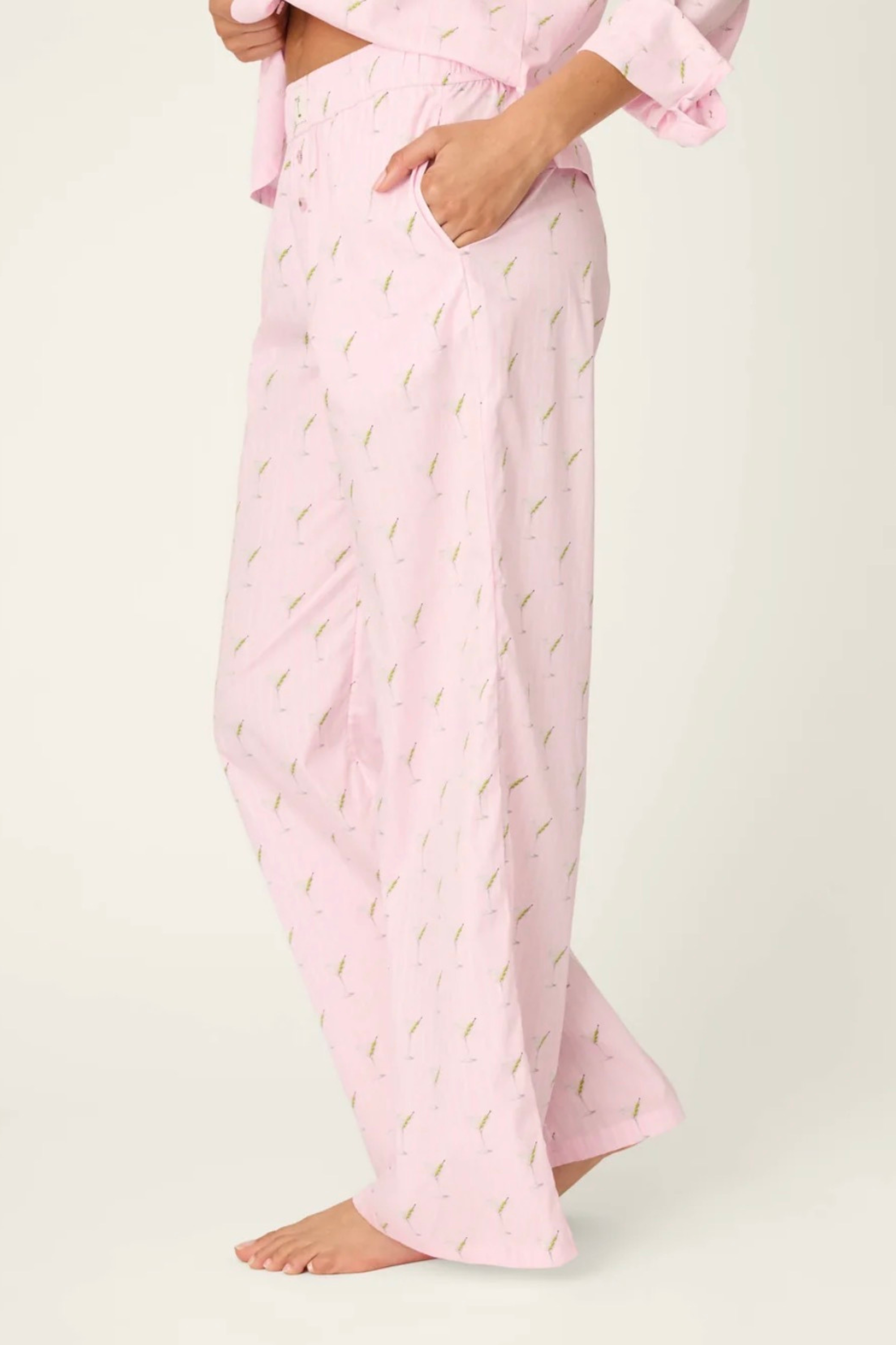 Afterparty Poplin Stripe & Martini Print Pajama Pants by PJ Salvage-Loungewear Bottoms-Vixen Collection, Day Spa and Women's Boutique Located in Seattle, Washington