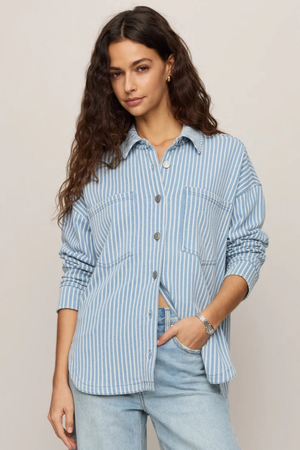 All Day Knit Stripe Jacket-Jackets-Vixen Collection, Day Spa and Women's Boutique Located in Seattle, Washington