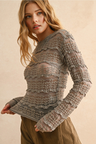 Antique Petal Blouse-Long Sleeves-Vixen Collection, Day Spa and Women's Boutique Located in Seattle, Washington