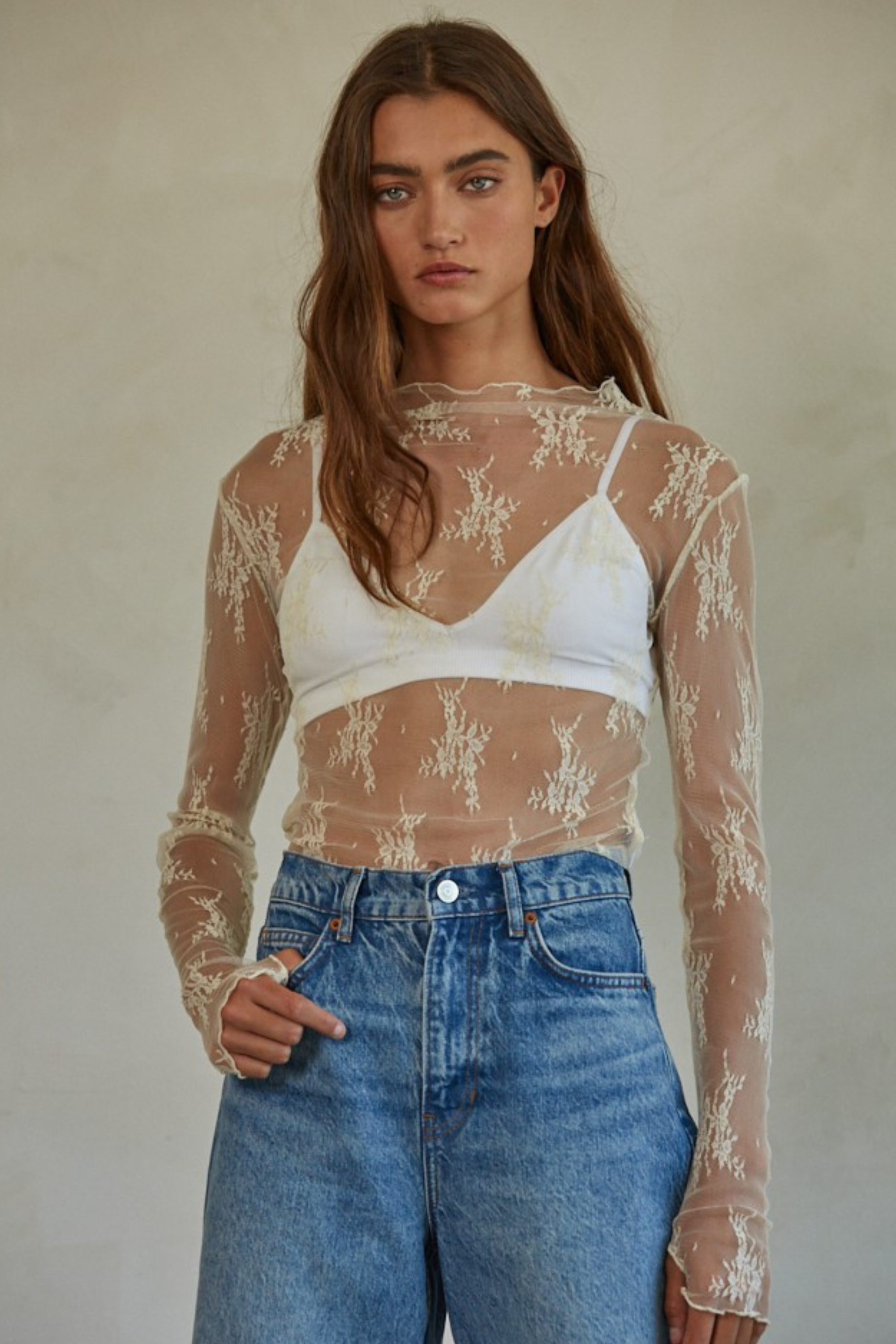 Aubrey Lace Top-Long Sleeves-Vixen Collection, Day Spa and Women's Boutique Located in Seattle, Washington