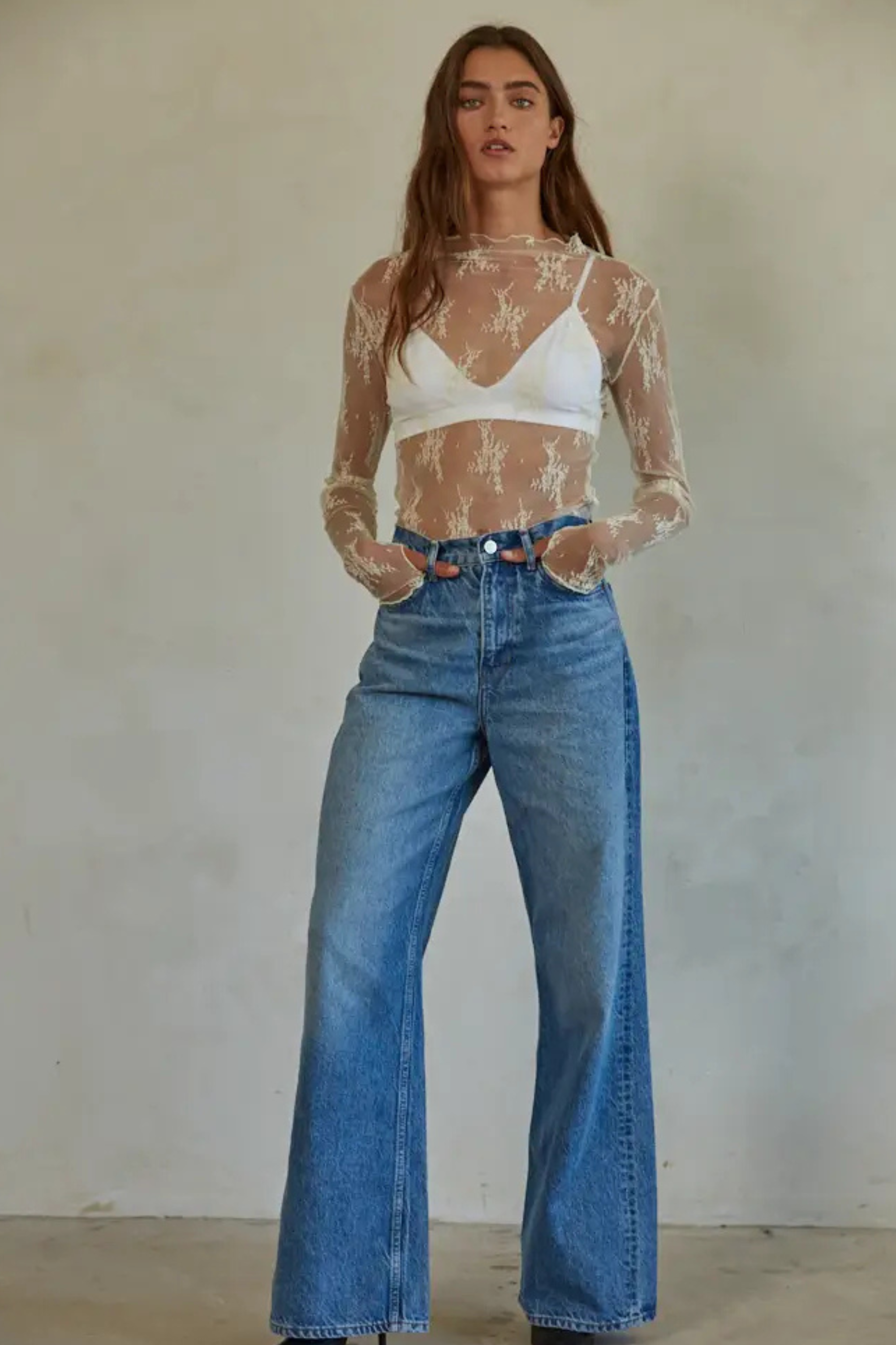 Aubrey Lace Top-Long Sleeves-Vixen Collection, Day Spa and Women's Boutique Located in Seattle, Washington