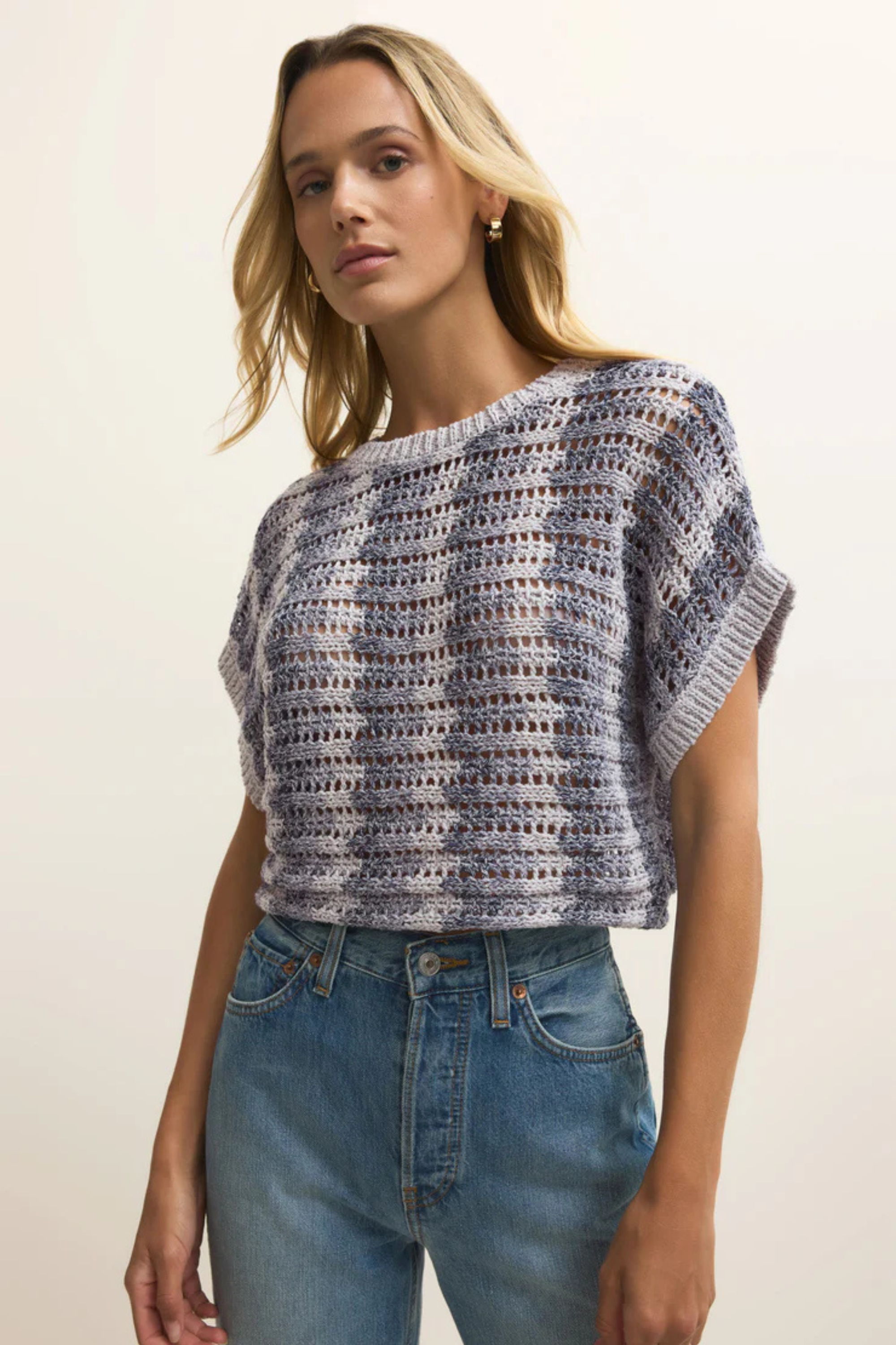 Ballast Crochet Stripe Top-Short Sleeves-Vixen Collection, Day Spa and Women's Boutique Located in Seattle, Washington