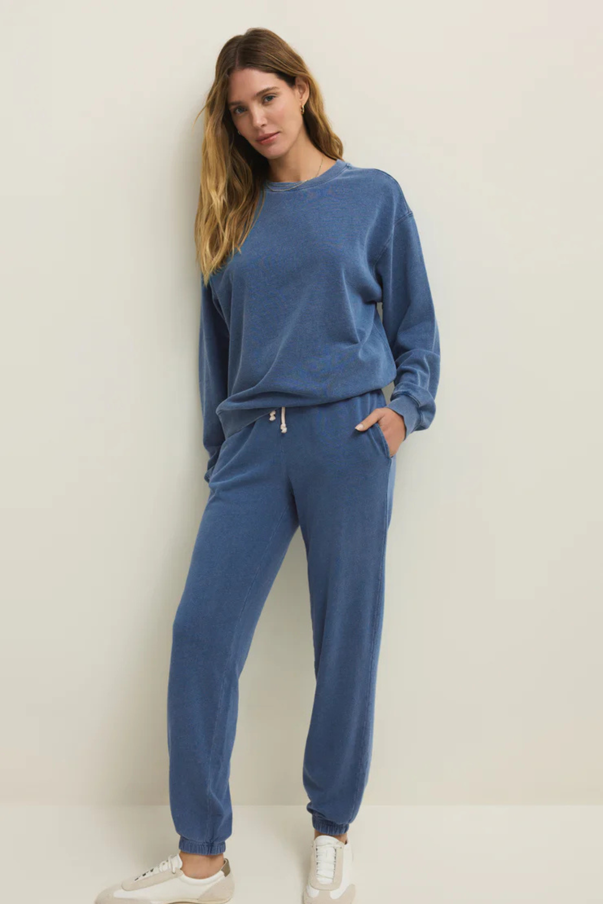 Boyfriend Denim Sweatshirt-Sweatshirts-Vixen Collection, Day Spa and Women's Boutique Located in Seattle, Washington