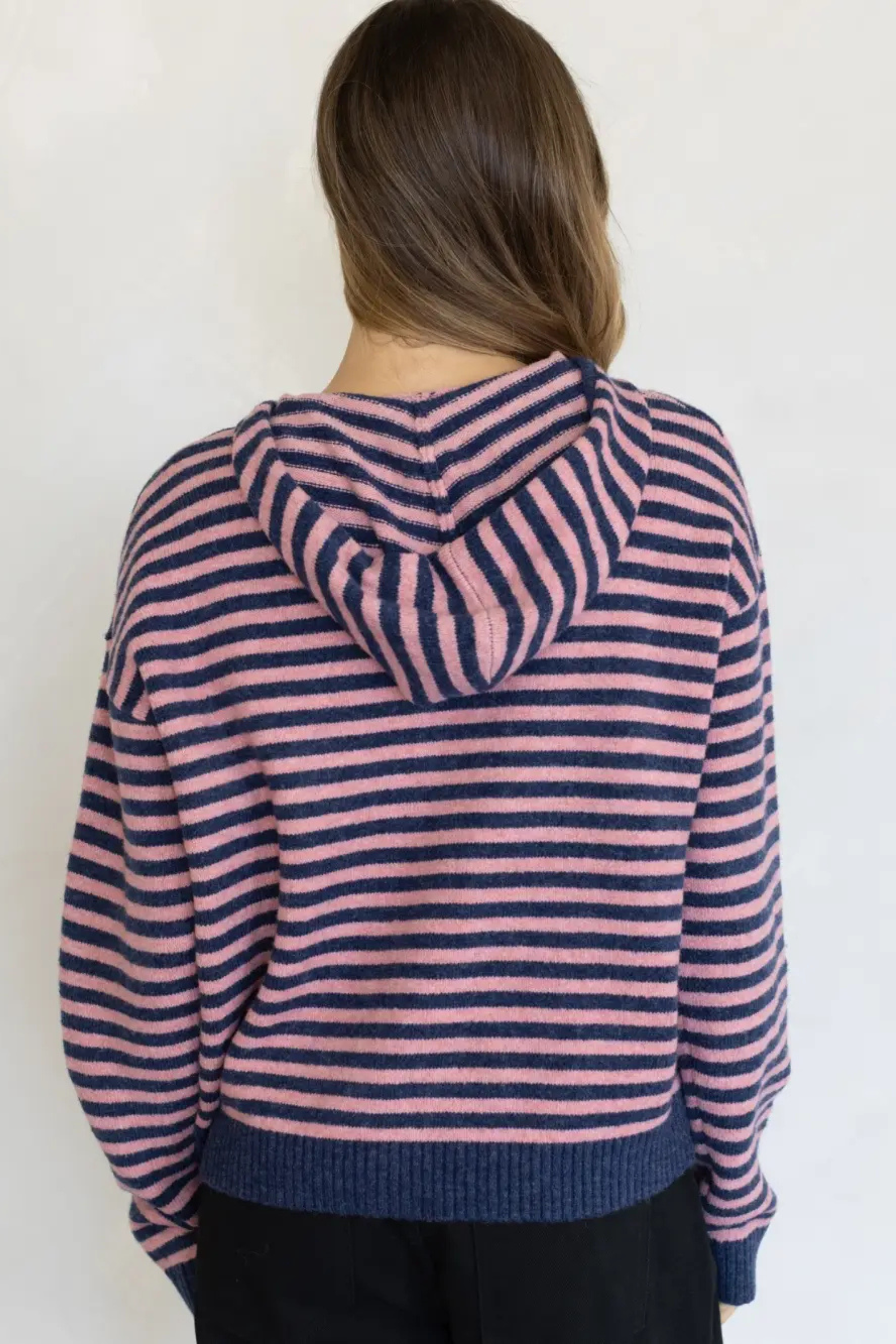 Cafe Stripe Zip Up Cardigan-Long Sleeves-Vixen Collection, Day Spa and Women's Boutique Located in Seattle, Washington