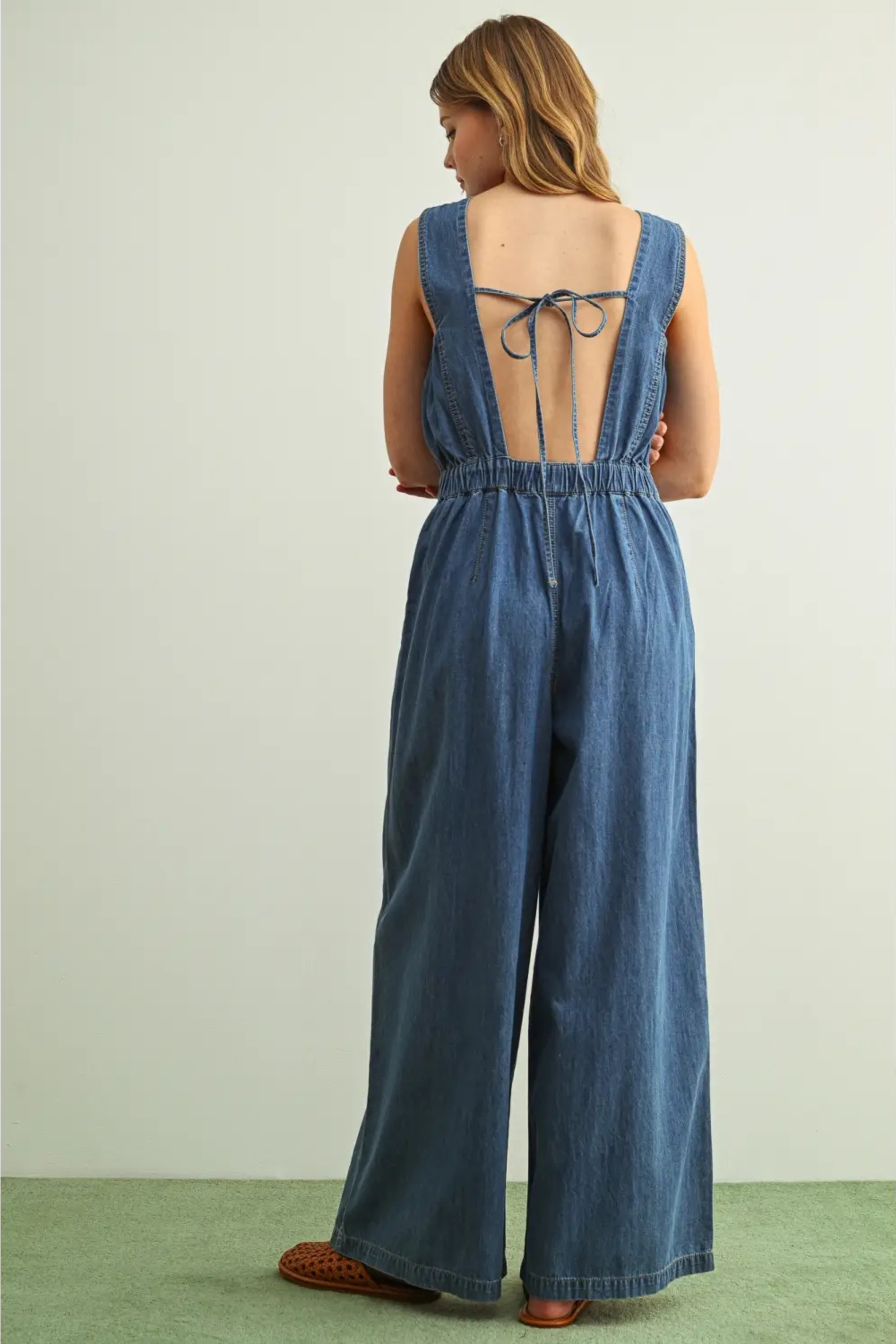 Chambray All Day Jumpsuit-Jumpsuits-Vixen Collection, Day Spa and Women's Boutique Located in Seattle, Washington