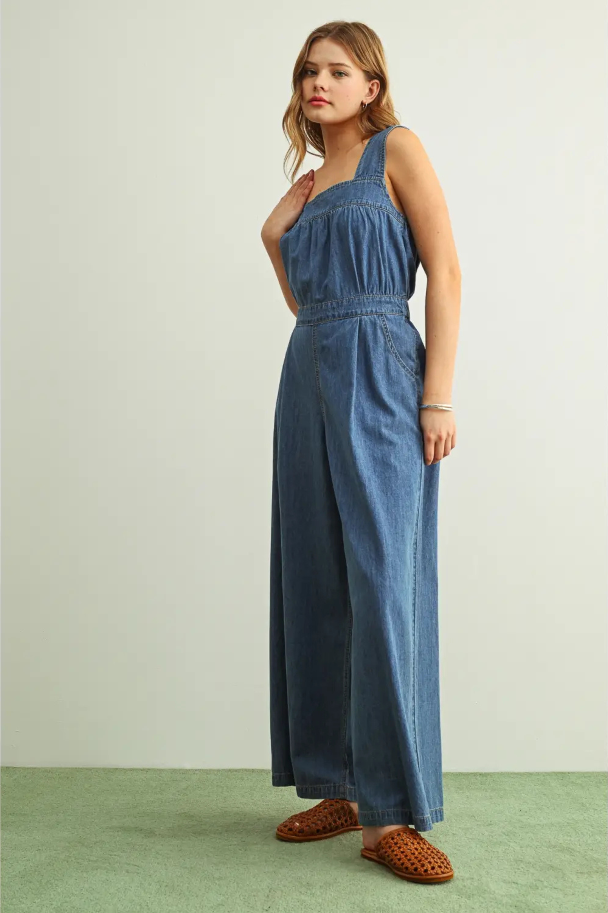 Chambray All Day Jumpsuit-Jumpsuits-Vixen Collection, Day Spa and Women's Boutique Located in Seattle, Washington