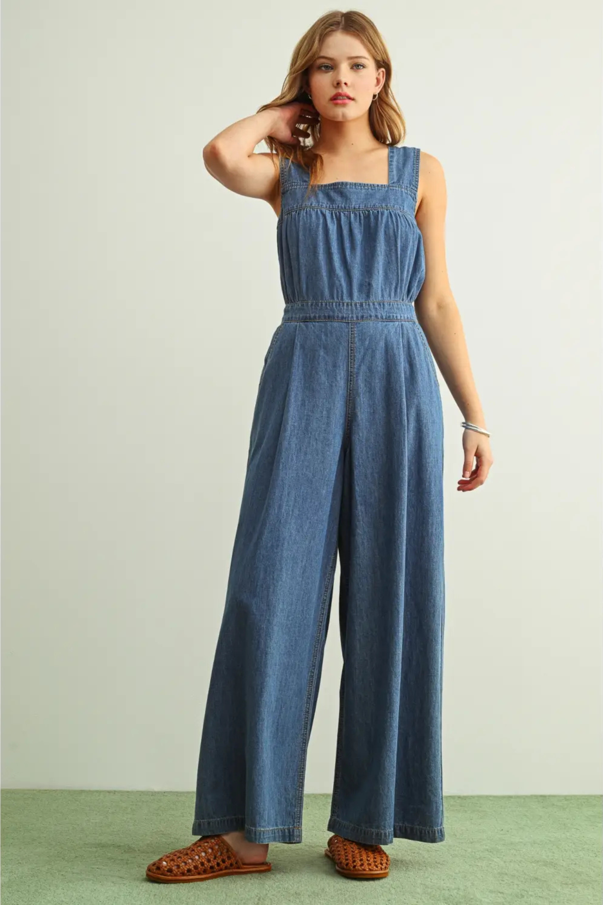 Chambray All Day Jumpsuit-Jumpsuits-Vixen Collection, Day Spa and Women's Boutique Located in Seattle, Washington