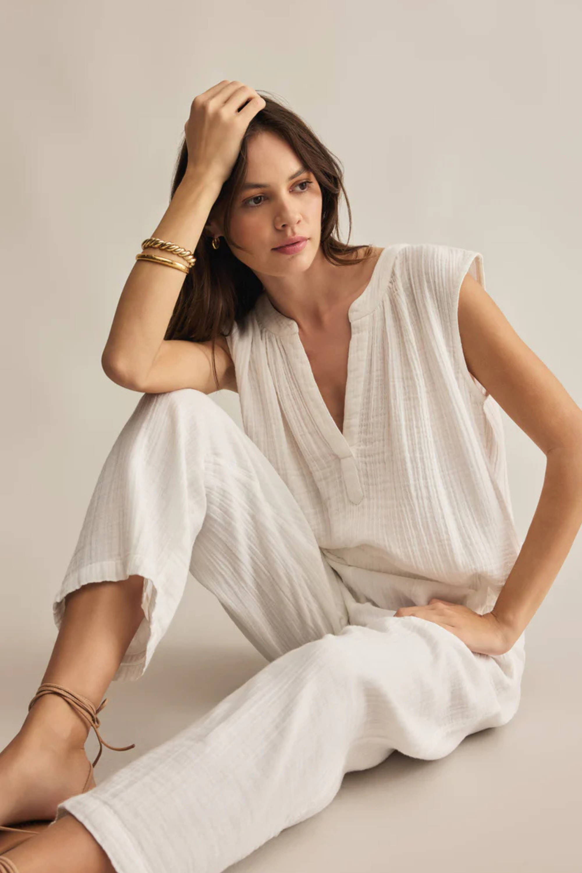 Cliffside V-Neck Airy Top-Tank Tops-Vixen Collection, Day Spa and Women's Boutique Located in Seattle, Washington