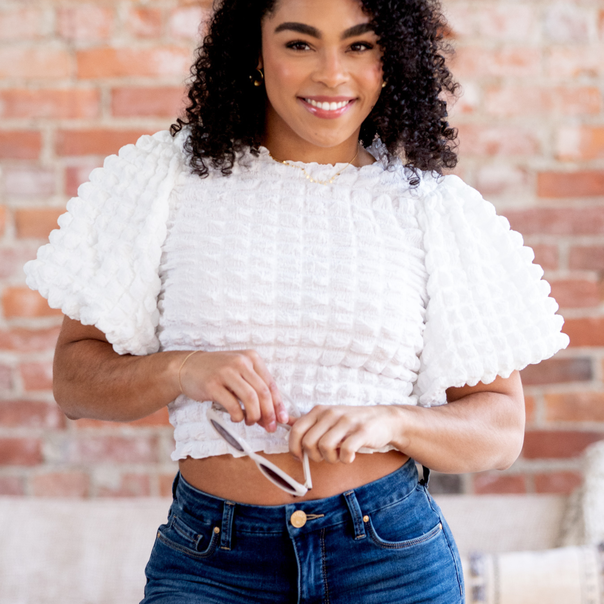Cloud Nine Balloon Sleeve Blouse-Short Sleeves-Vixen Collection, Day Spa and Women's Boutique Located in Seattle, Washington