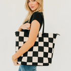 Courtney Checkered Tote Bag-Bags + Wallets-Vixen Collection, Day Spa and Women's Boutique Located in Seattle, Washington