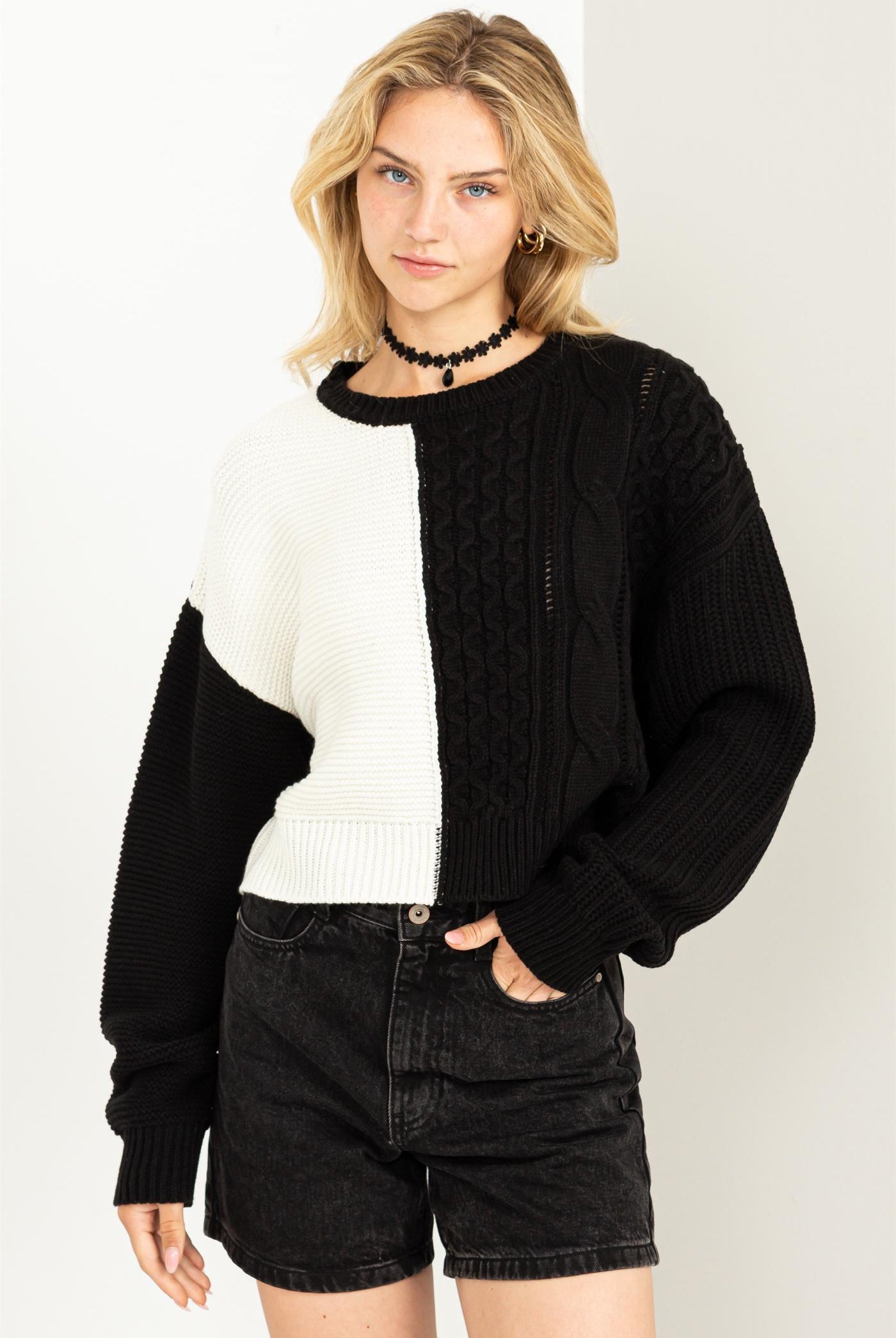 Geneva ColorBlock Sweater-Sweaters-Vixen Collection, Day Spa and Women's Boutique Located in Seattle, Washington