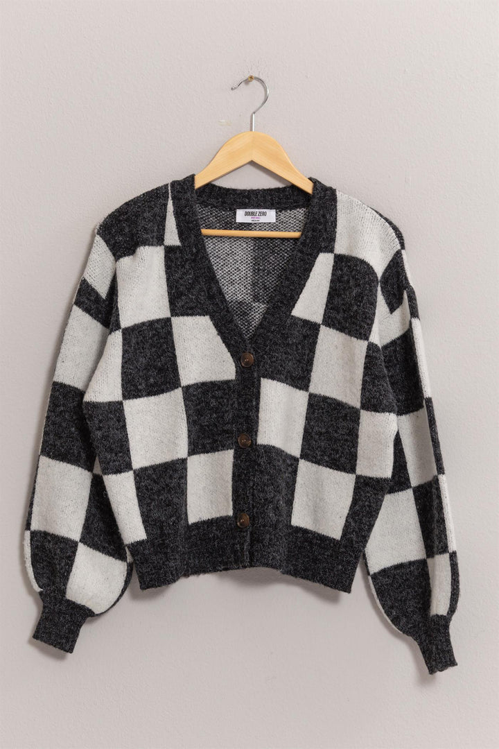 Dama Checkmate Sweater-Cardigans-Vixen Collection, Day Spa and Women's Boutique Located in Seattle, Washington