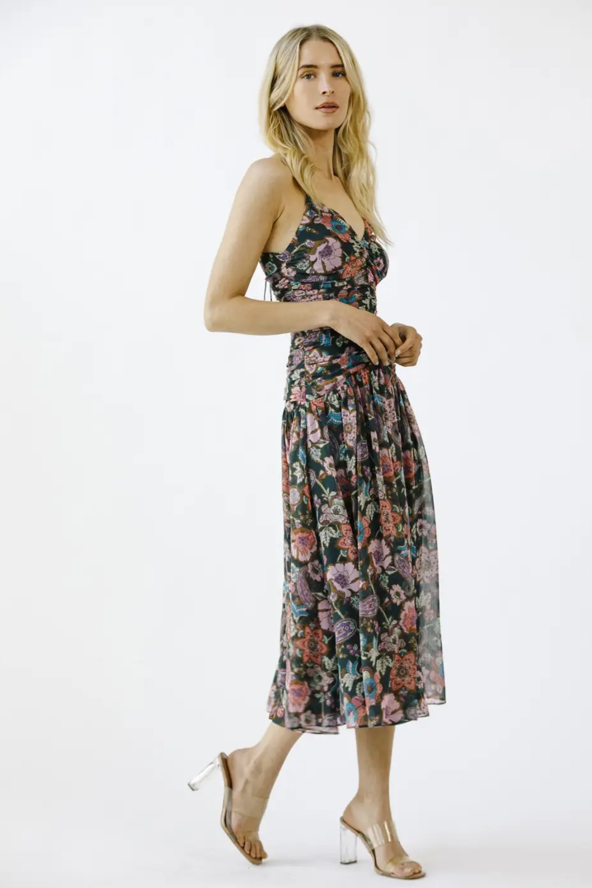 Emerald Blooms Midi Dress-Dresses-Vixen Collection, Day Spa and Women's Boutique Located in Seattle, Washington