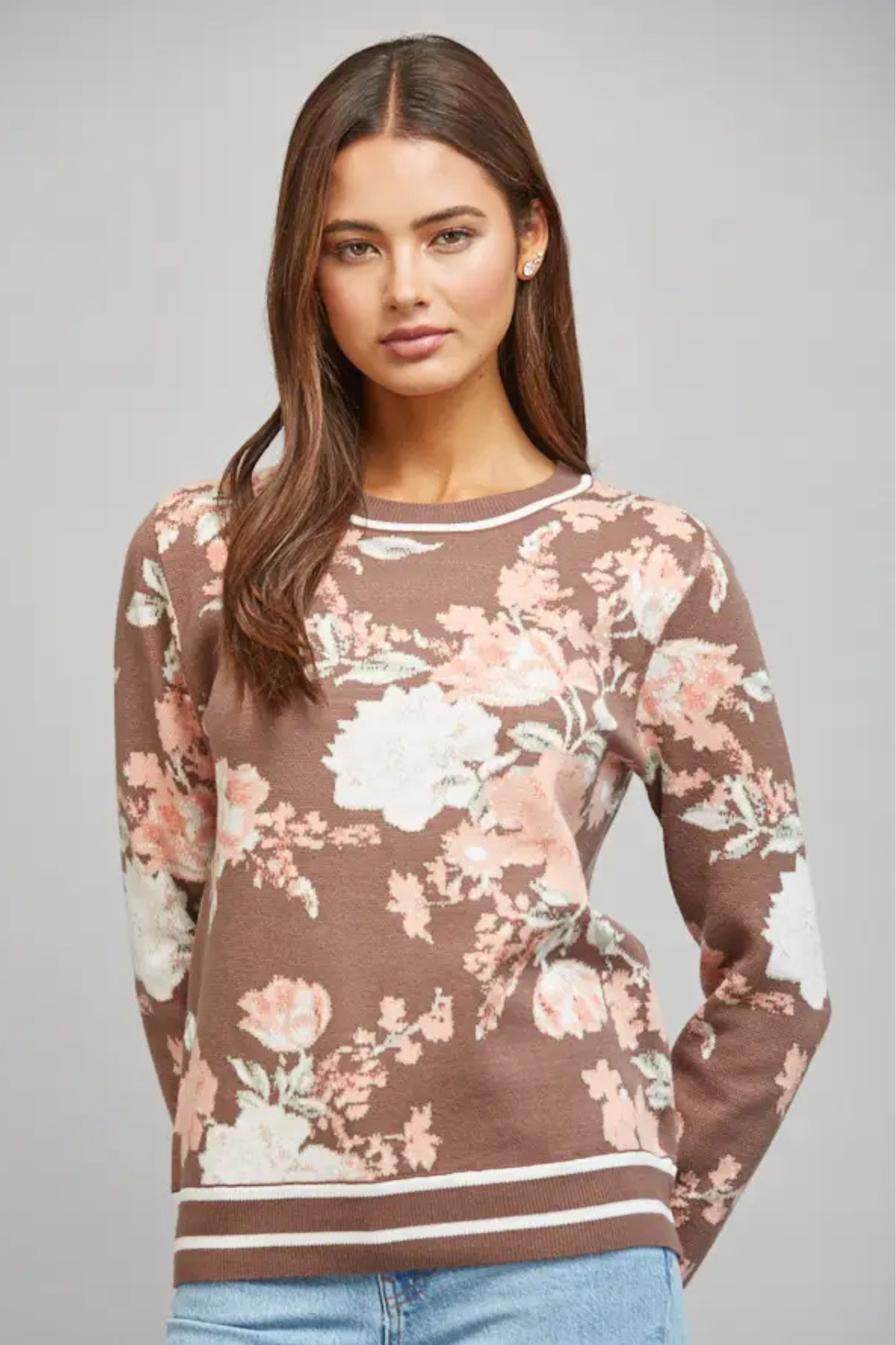 Espresso Bloom Knit-Sweaters-Vixen Collection, Day Spa and Women's Boutique Located in Seattle, Washington