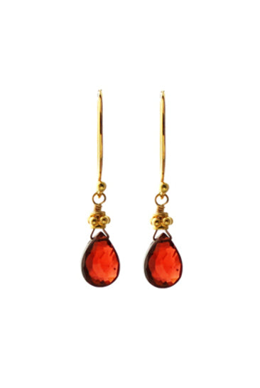 Tiny Gold Earrings, Red Garnet-Earrings-Vixen Collection, Day Spa and Women's Boutique Located in Seattle, Washington