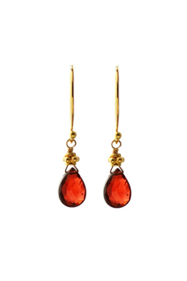 Tiny Gold Earrings, Red Garnet-Earrings-Vixen Collection, Day Spa and Women's Boutique Located in Seattle, Washington