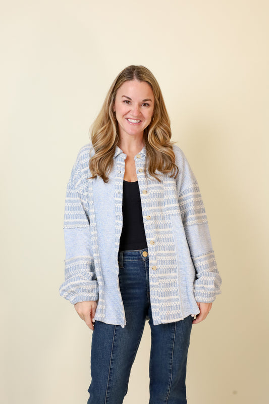 Bluebird Shacket-Jackets-Vixen Collection, Day Spa and Women's Boutique Located in Seattle, Washington