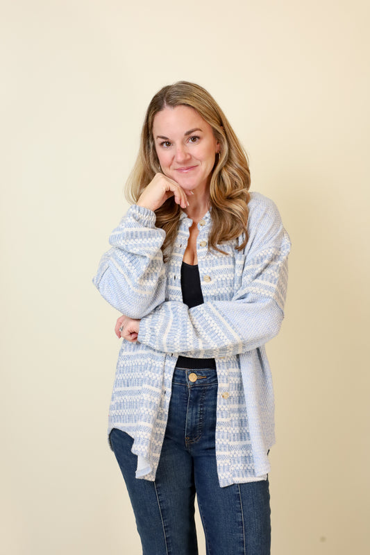 Bluebird Shacket-Jackets-Vixen Collection, Day Spa and Women's Boutique Located in Seattle, Washington