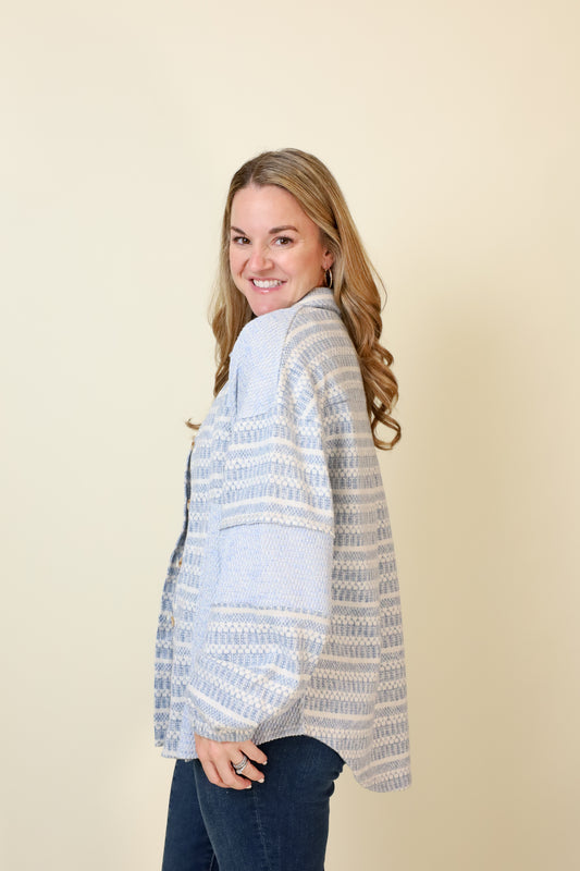 Bluebird Shacket-Jackets-Vixen Collection, Day Spa and Women's Boutique Located in Seattle, Washington