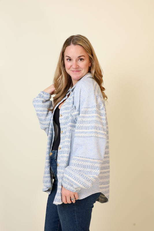 Bluebird Shacket-Jackets-Vixen Collection, Day Spa and Women's Boutique Located in Seattle, Washington