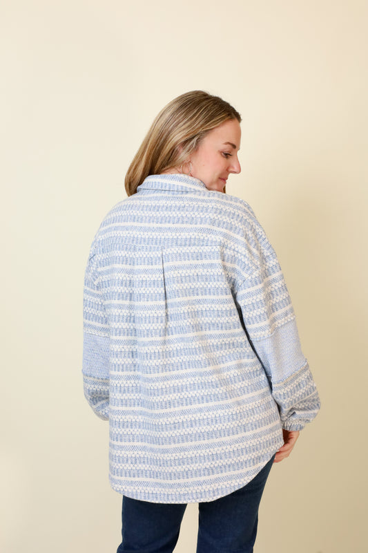 Bluebird Shacket-Jackets-Vixen Collection, Day Spa and Women's Boutique Located in Seattle, Washington