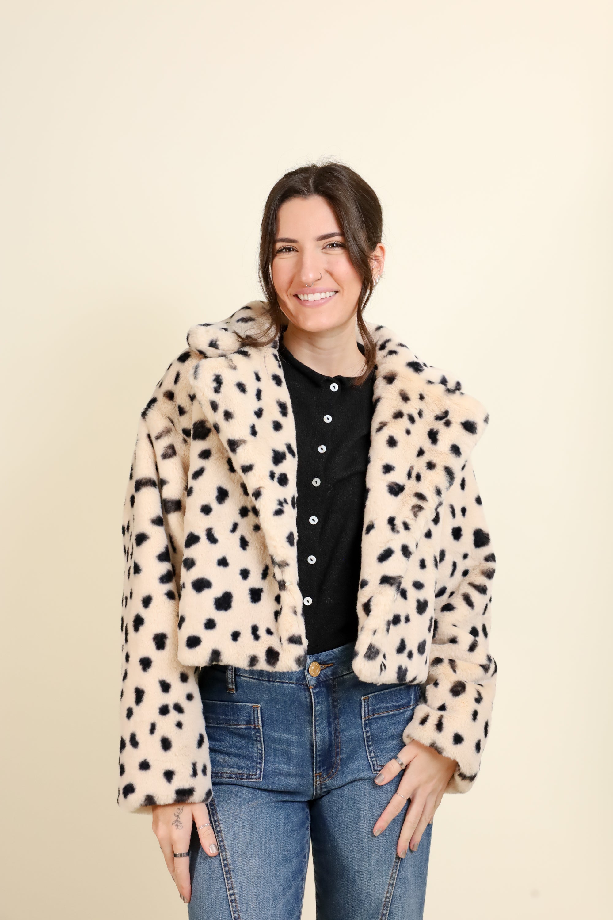 Jayley Faux Fur Animal Print Jacket-Outerwear-Vixen Collection, Day Spa and Women's Boutique Located in Seattle, Washington