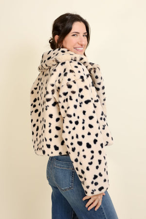 Jayley Faux Fur Animal Print Jacket-Outerwear-Vixen Collection, Day Spa and Women's Boutique Located in Seattle, Washington