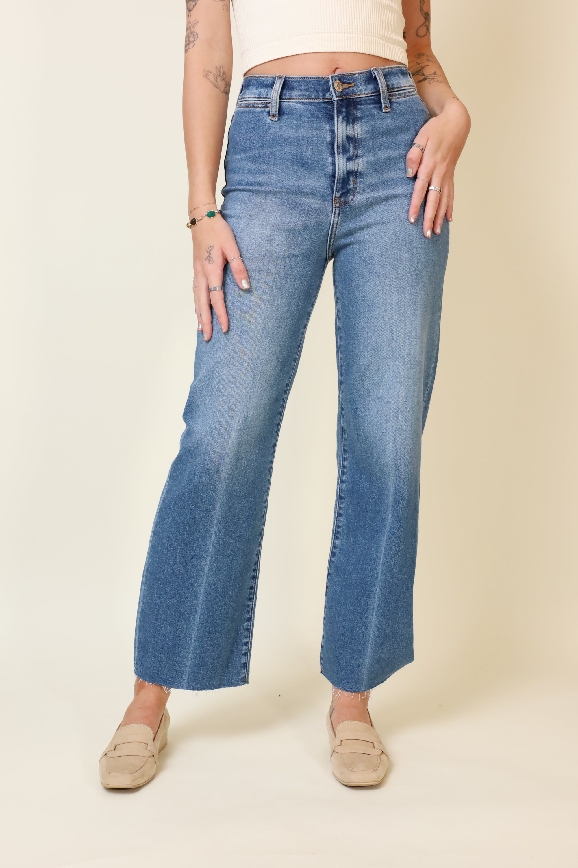 Pleaser High Rise Wide Ankle With Welt Pocket-Denim-Vixen Collection, Day Spa and Women's Boutique Located in Seattle, Washington