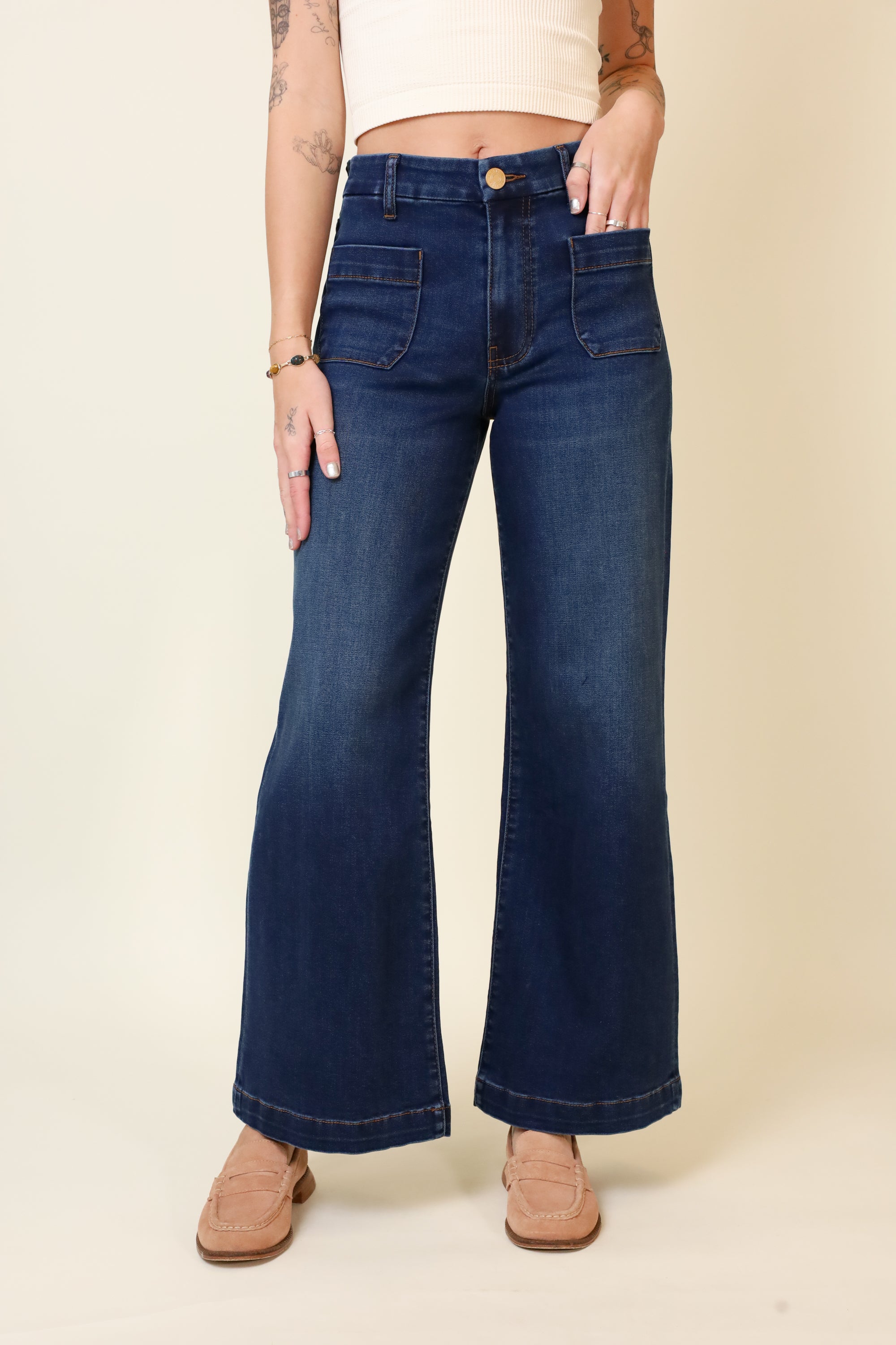 KUT Meg Patch Pocket Dark Wash-Denim-Vixen Collection, Day Spa and Women's Boutique Located in Seattle, Washington