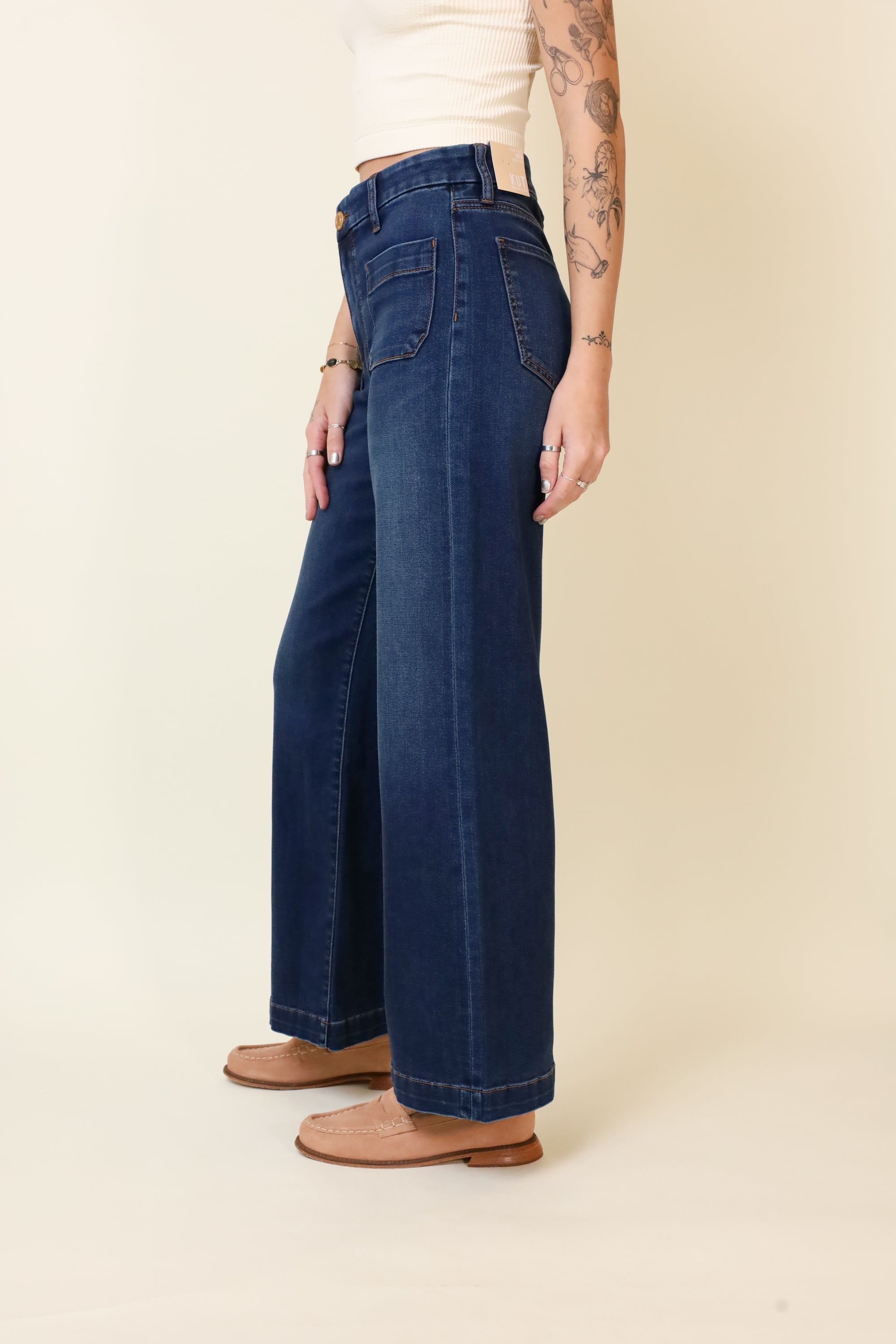 KUT Meg Patch Pocket Dark Wash-Denim-Vixen Collection, Day Spa and Women's Boutique Located in Seattle, Washington