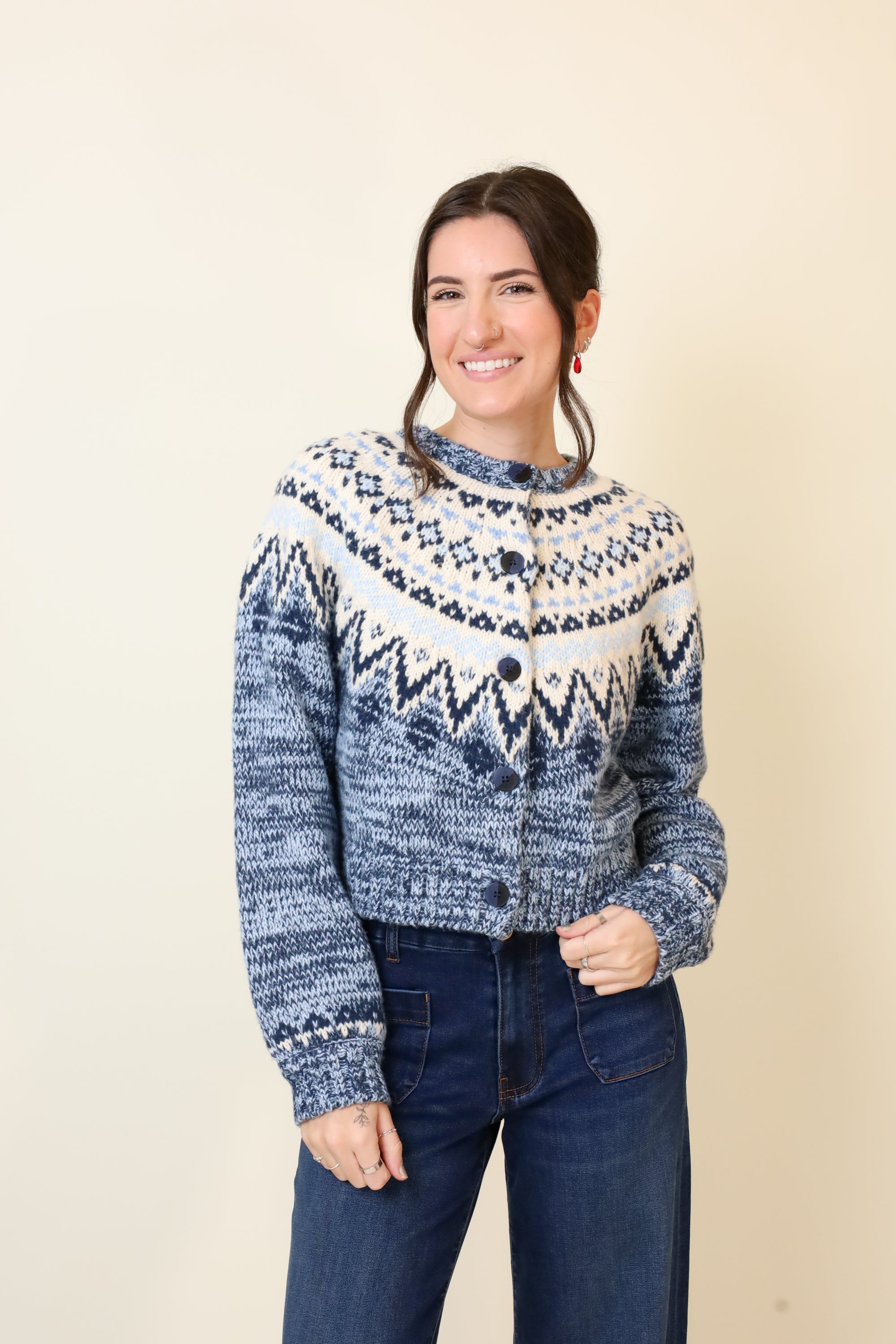 North Sea Fairisle Cardigan-Sweaters-Vixen Collection, Day Spa and Women's Boutique Located in Seattle, Washington