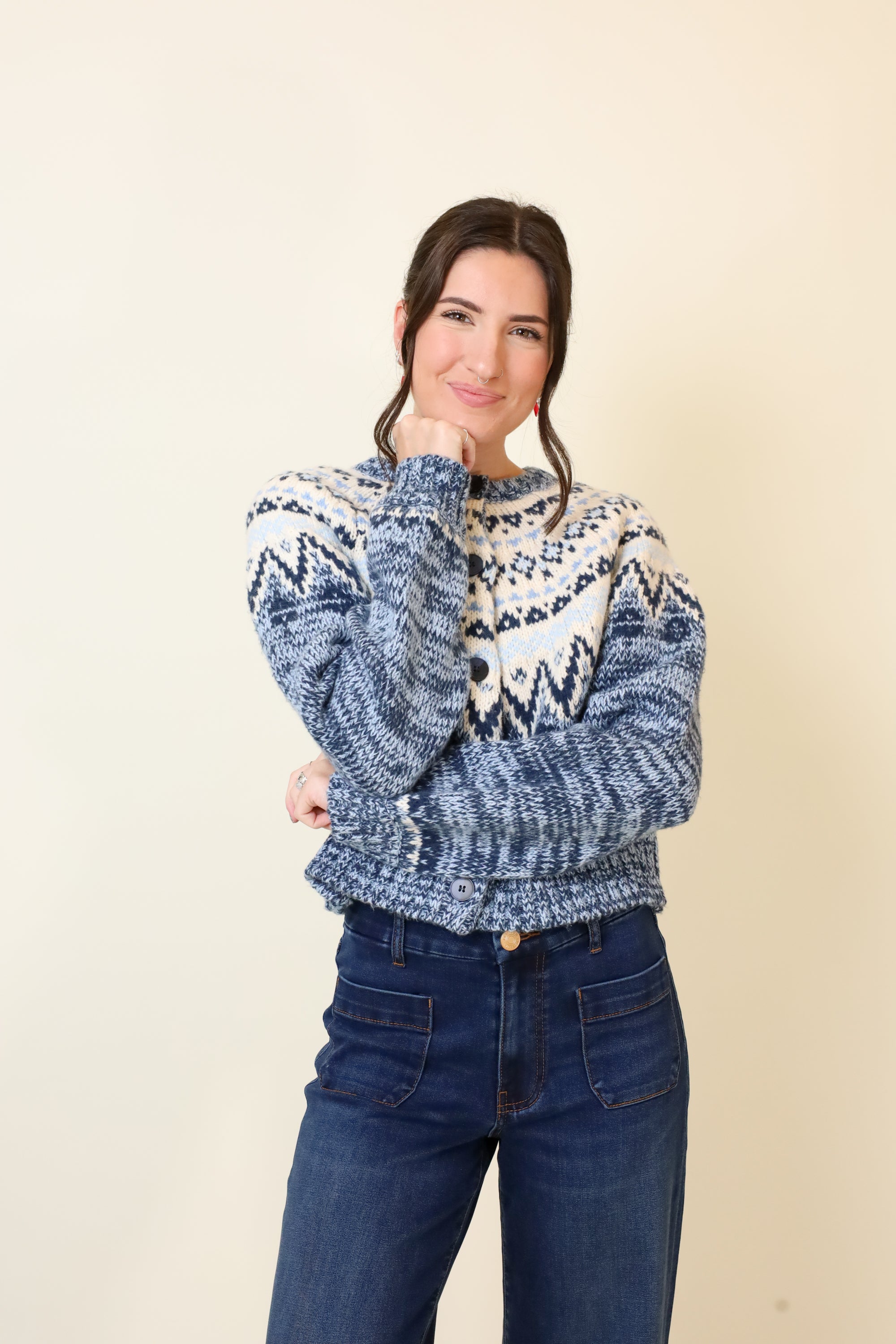 North Sea Fairisle Cardigan-Sweaters-Vixen Collection, Day Spa and Women's Boutique Located in Seattle, Washington