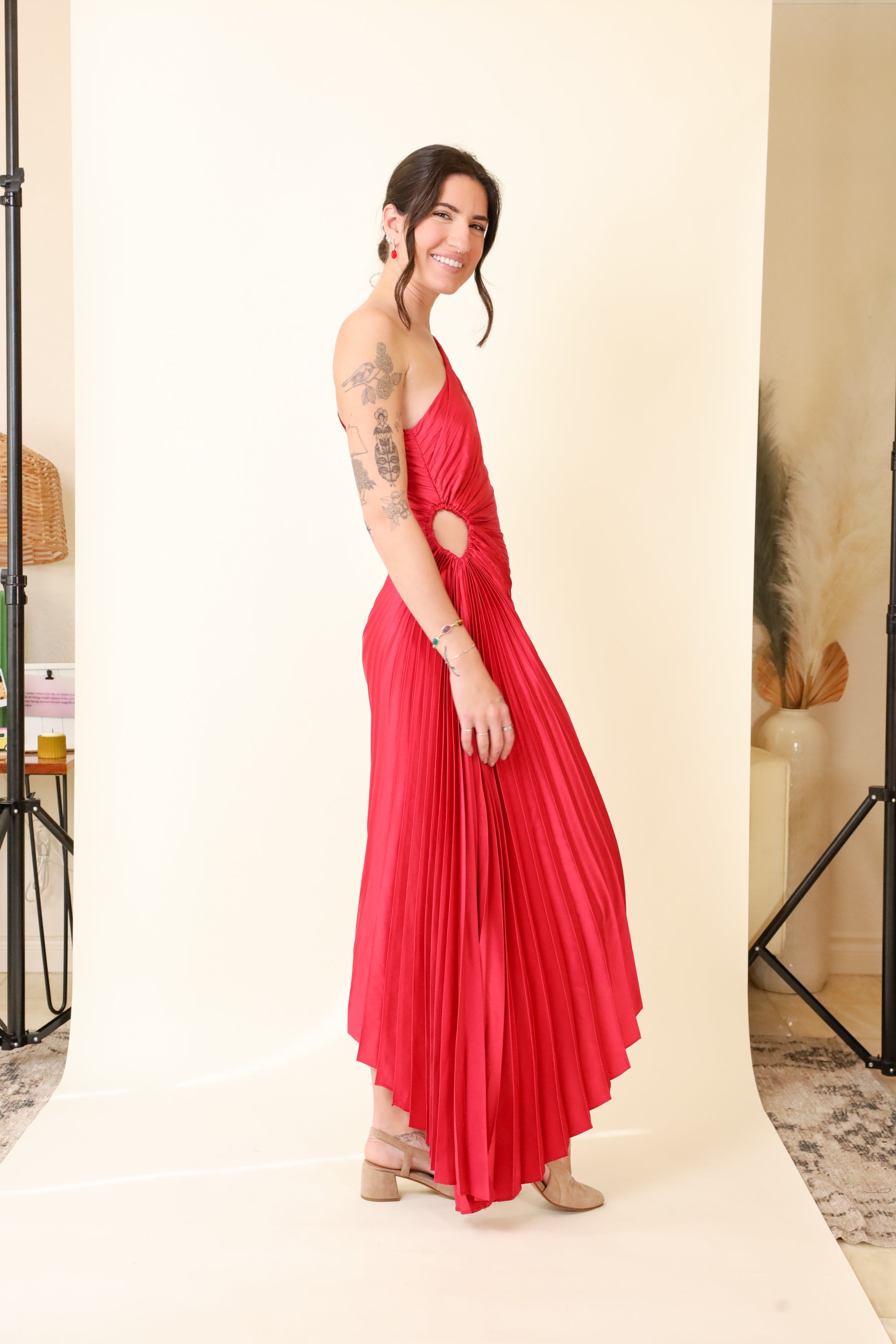 Olympia Asymmetrical Pleated Maxi Dress - Fresco Blue Fresco Blue / Large Olympia Asymmetrical Pleated Maxi Dress - Fresco Blue Fresco Blue / Large