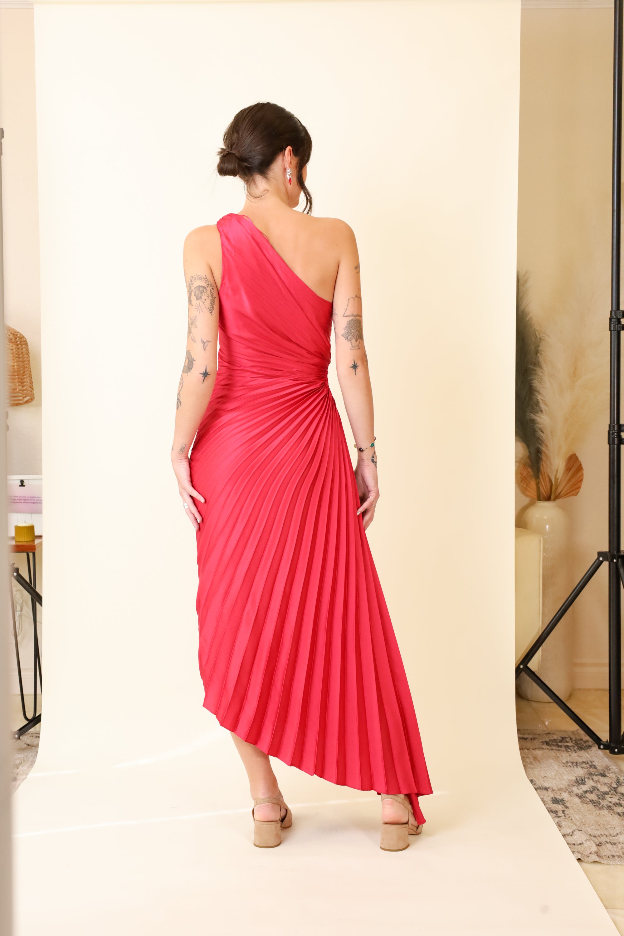 Olympia Asymmetrical Pleated Maxi Dress - Fresco Blue Fresco Blue / Large Olympia Asymmetrical Pleated Maxi Dress - Fresco Blue Fresco Blue / Large