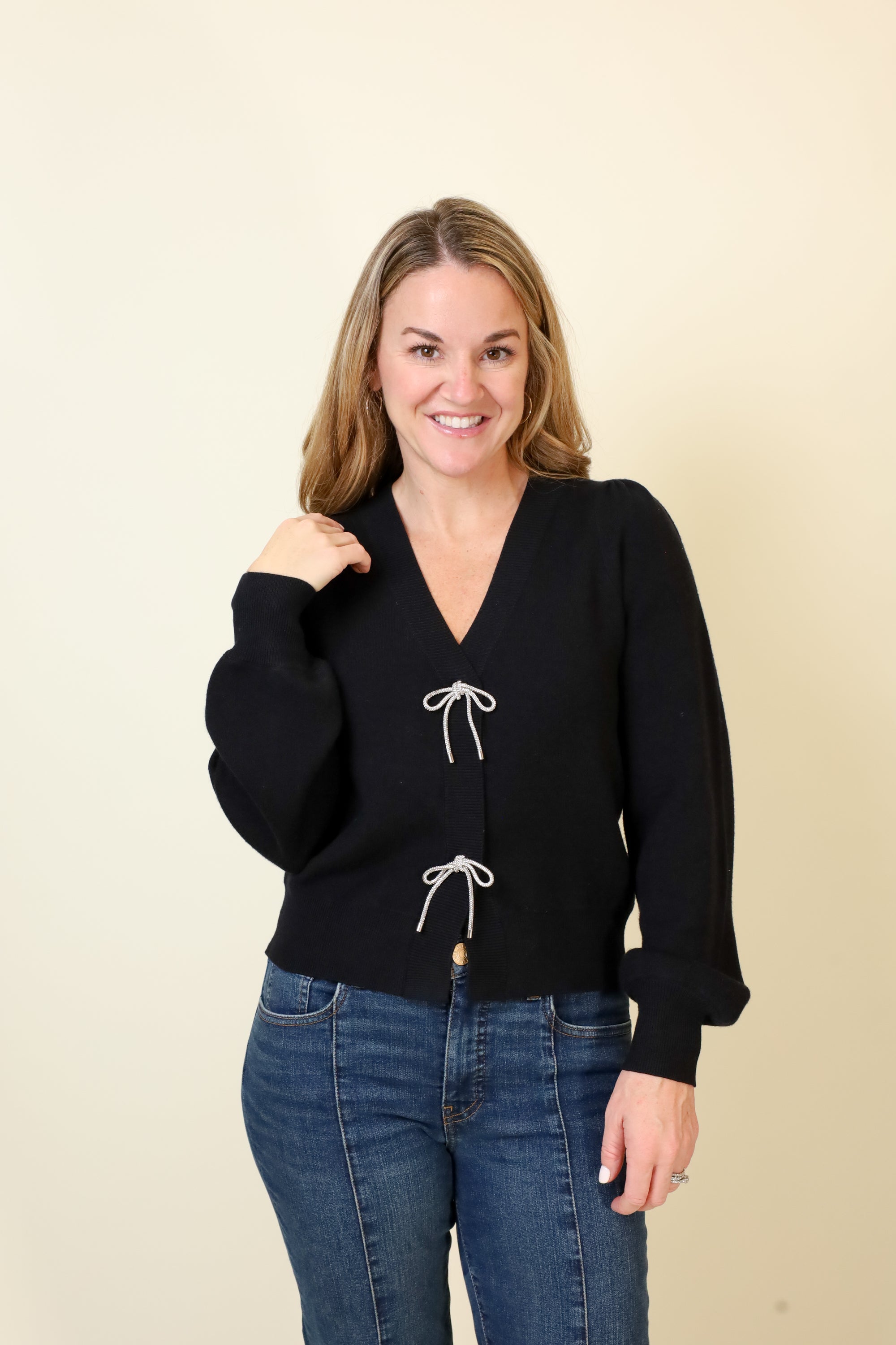 Blush & Bow Cardigan-Sweaters-Vixen Collection, Day Spa and Women's Boutique Located in Seattle, Washington