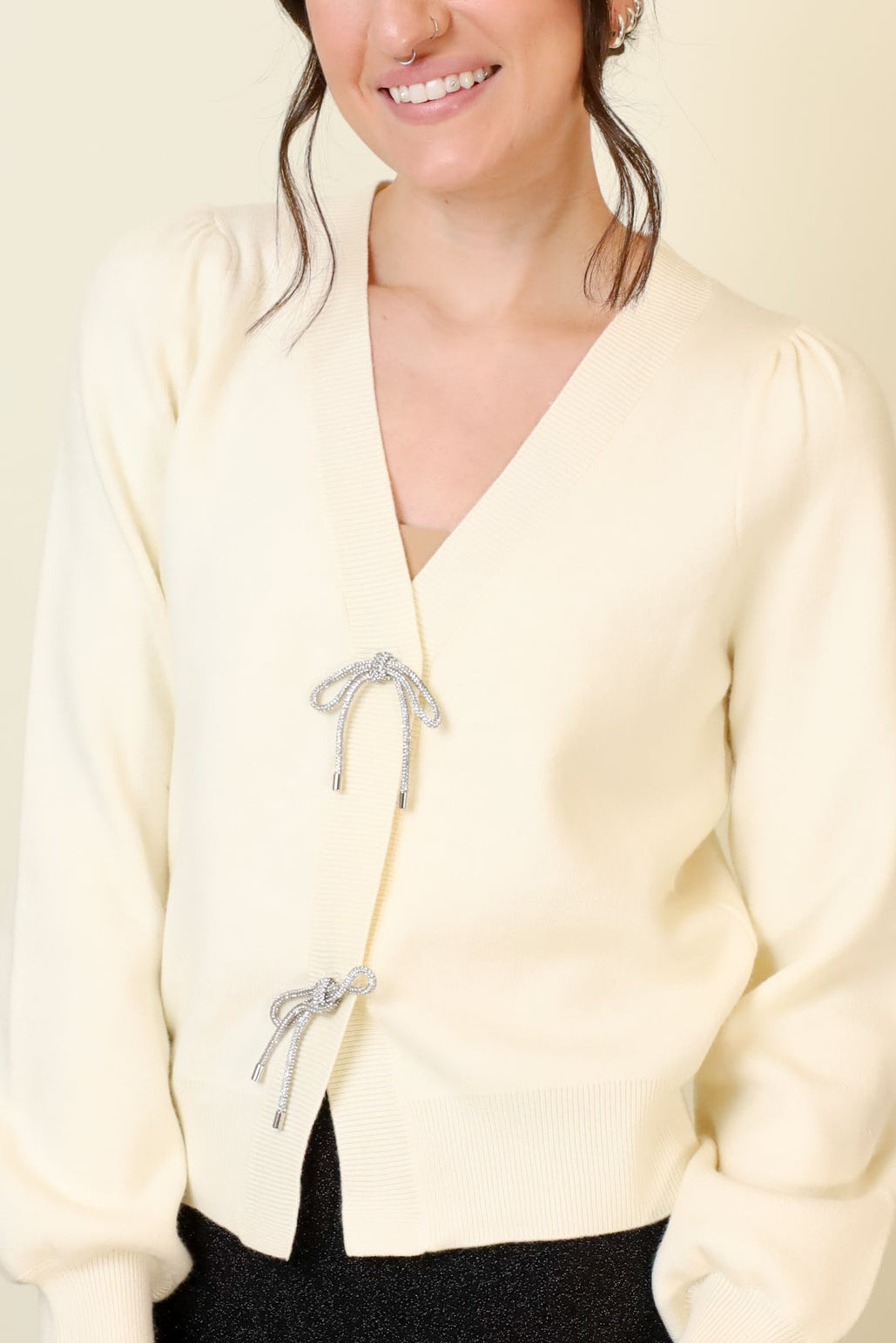 Blush & Bow Cardigan-Sweaters-Vixen Collection, Day Spa and Women's Boutique Located in Seattle, Washington