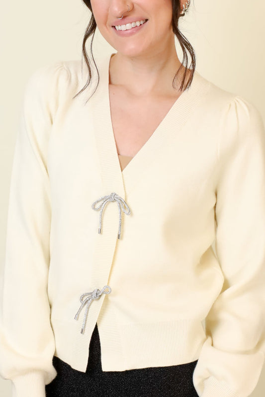 Blush & Bow Cardigan-Sweaters-Vixen Collection, Day Spa and Women's Boutique Located in Seattle, Washington