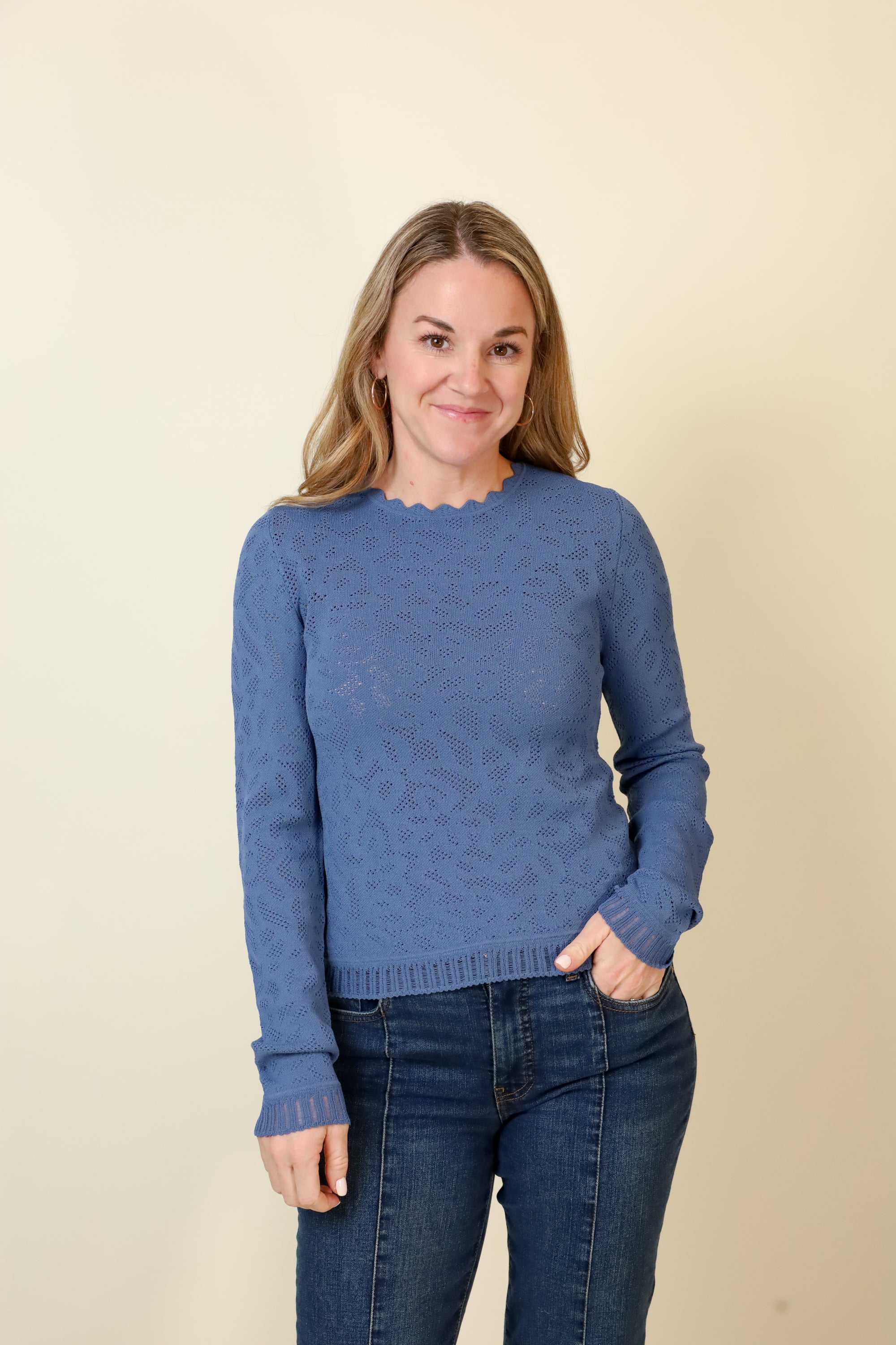 Seashore Scallop Sweater-Sweaters-Vixen Collection, Day Spa and Women's Boutique Located in Seattle, Washington